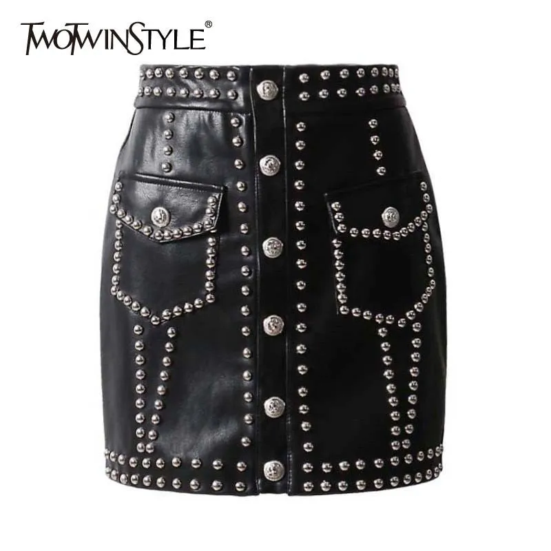 Faux Studded Skirt