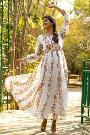 Floral Print Anarkali Maxi Dress