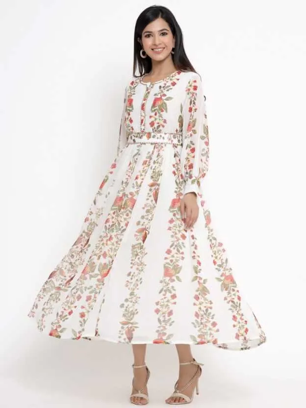 Floral Print Anarkali Maxi Dress