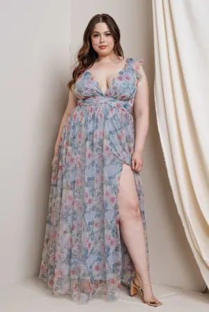 Floral Print Surplice Maxi