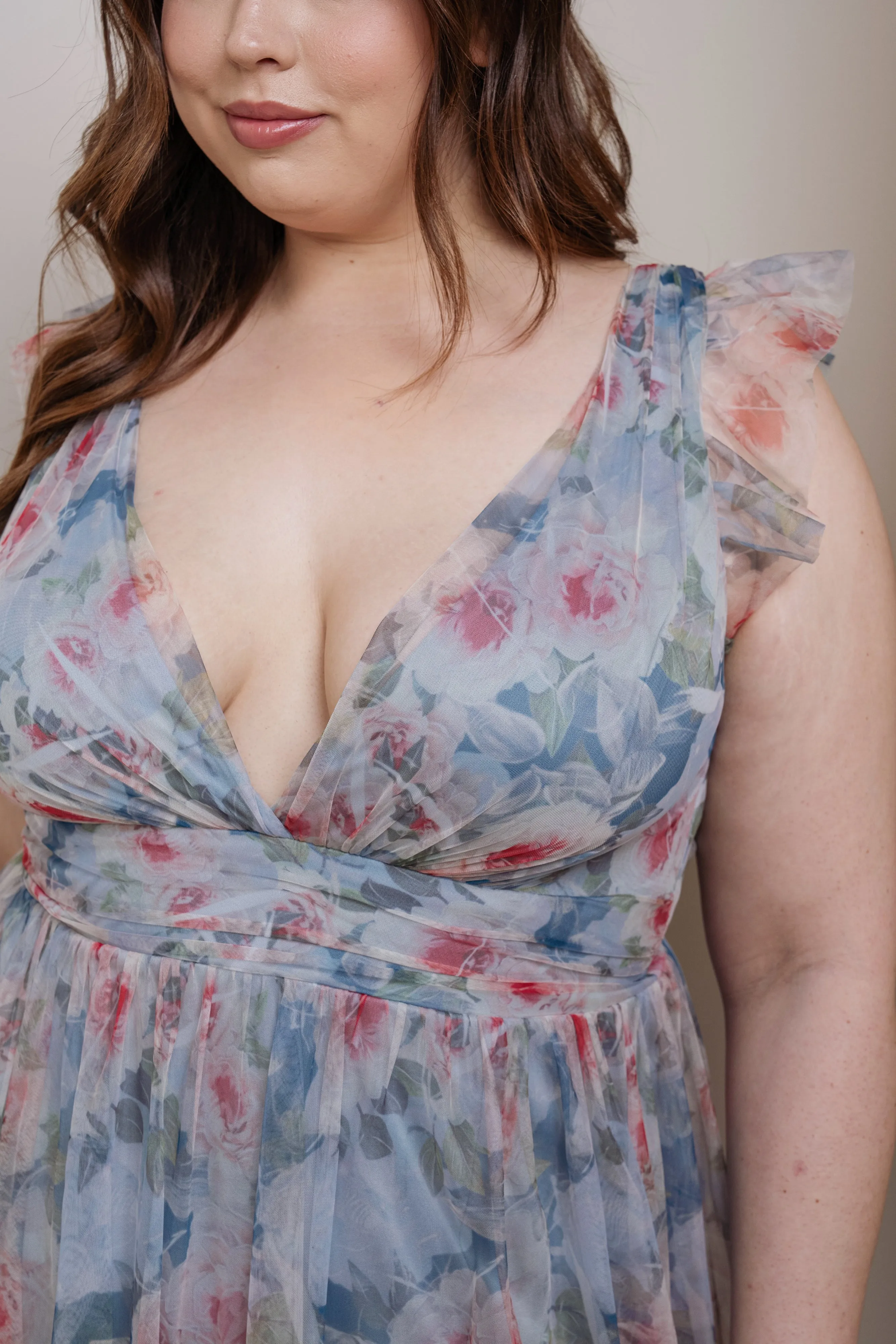 Floral Print Surplice Maxi