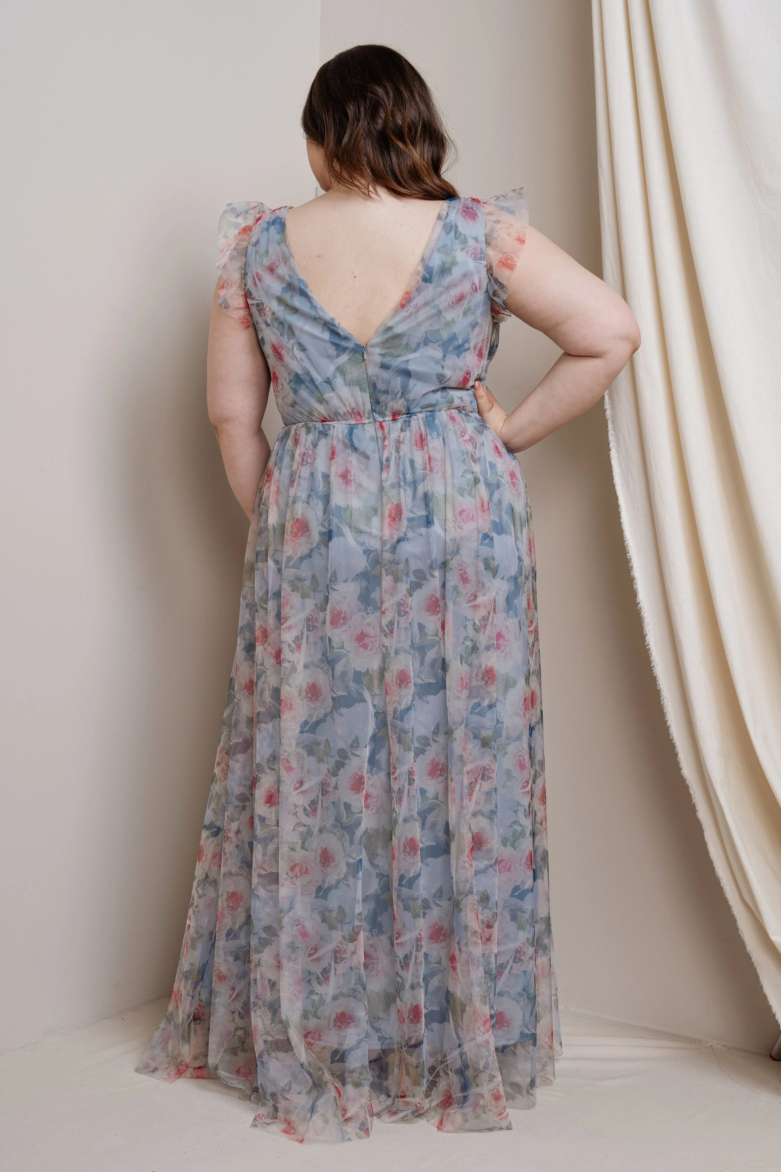 Floral Print Surplice Maxi