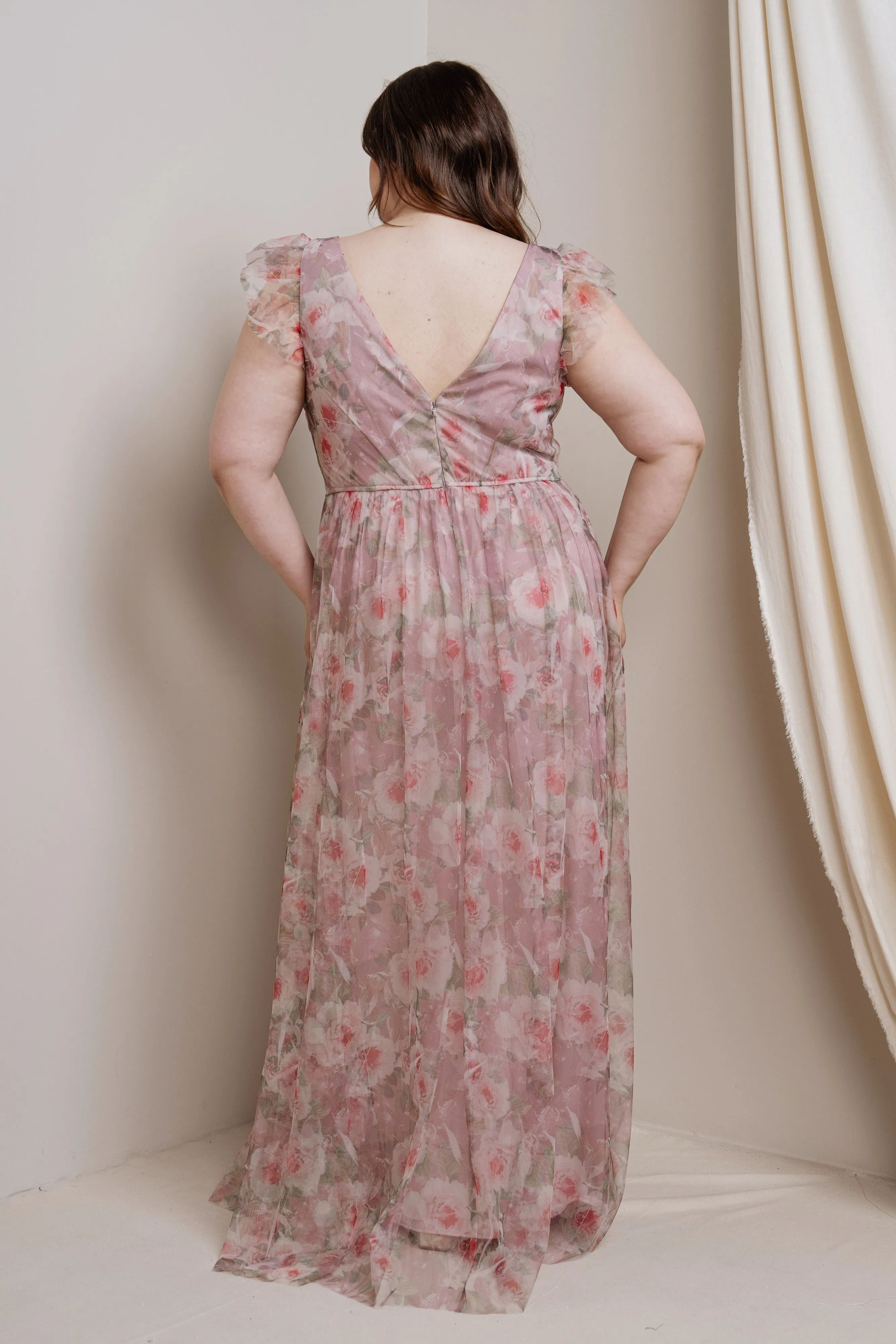 Floral Print Surplice Maxi