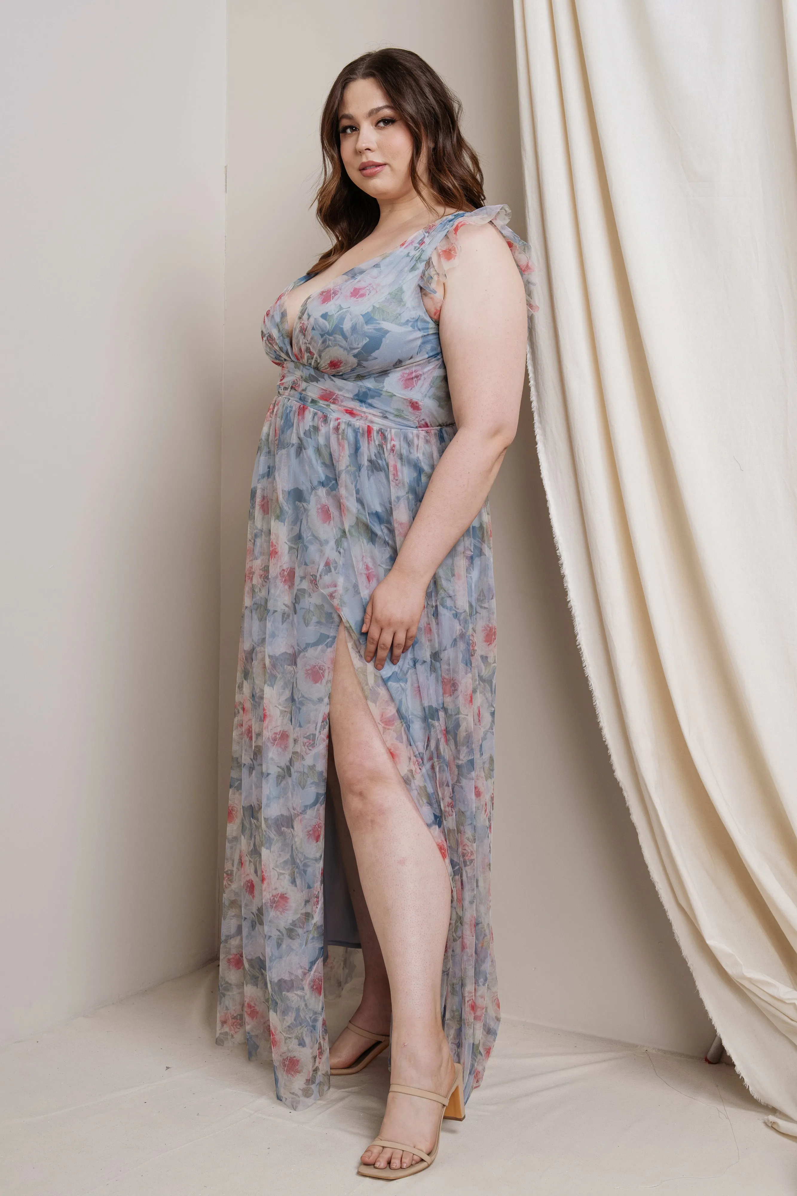 Floral Print Surplice Maxi