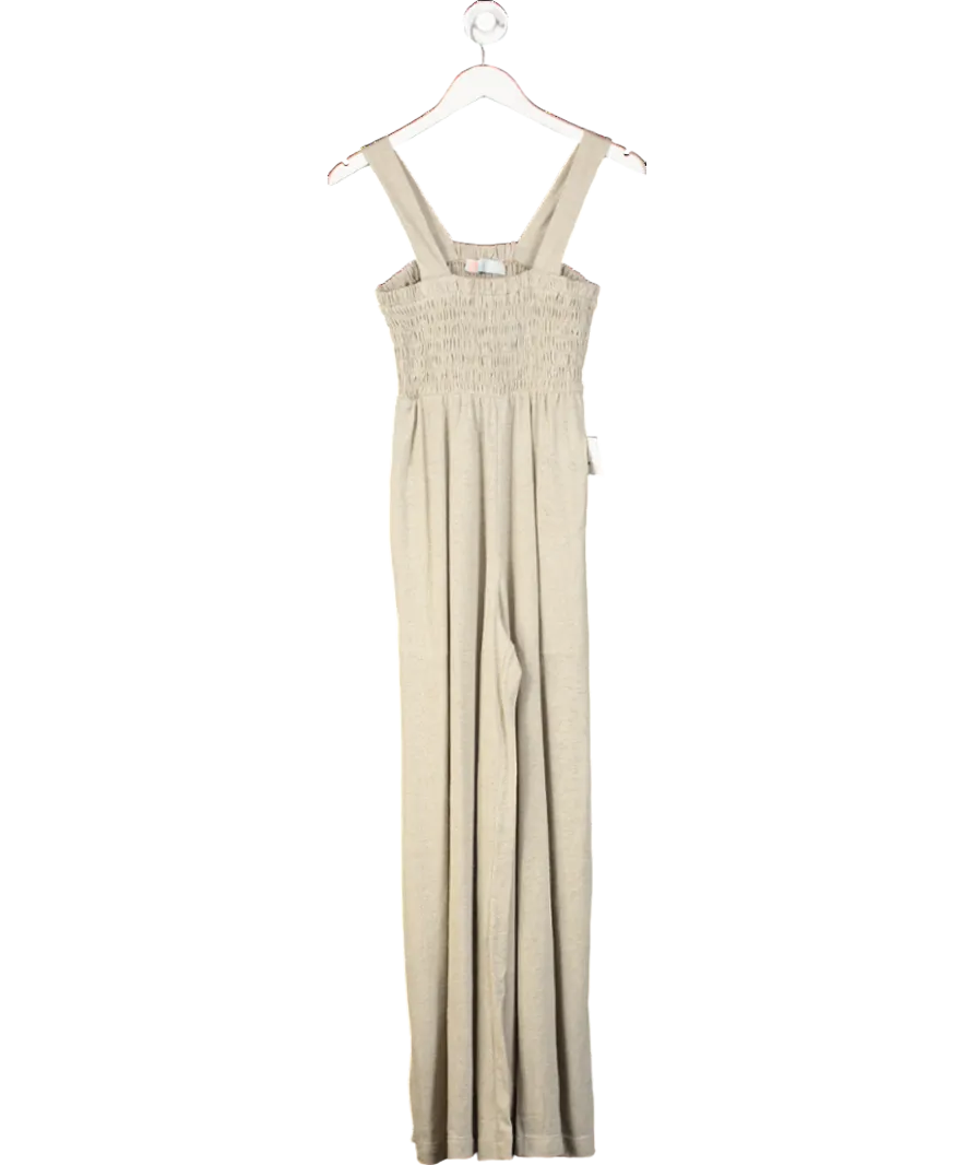 Free People Beige Homecoming One Piece Jumpsuit UK XS