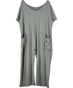 Green Short Sleeve Wide Leg Jumpsuit UK XXXL