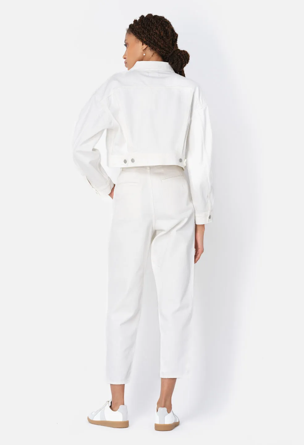 Hickory Cropped Denim Jacket / White