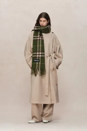 Hilda Single Button Collarless Trench in Wool Fine Twill