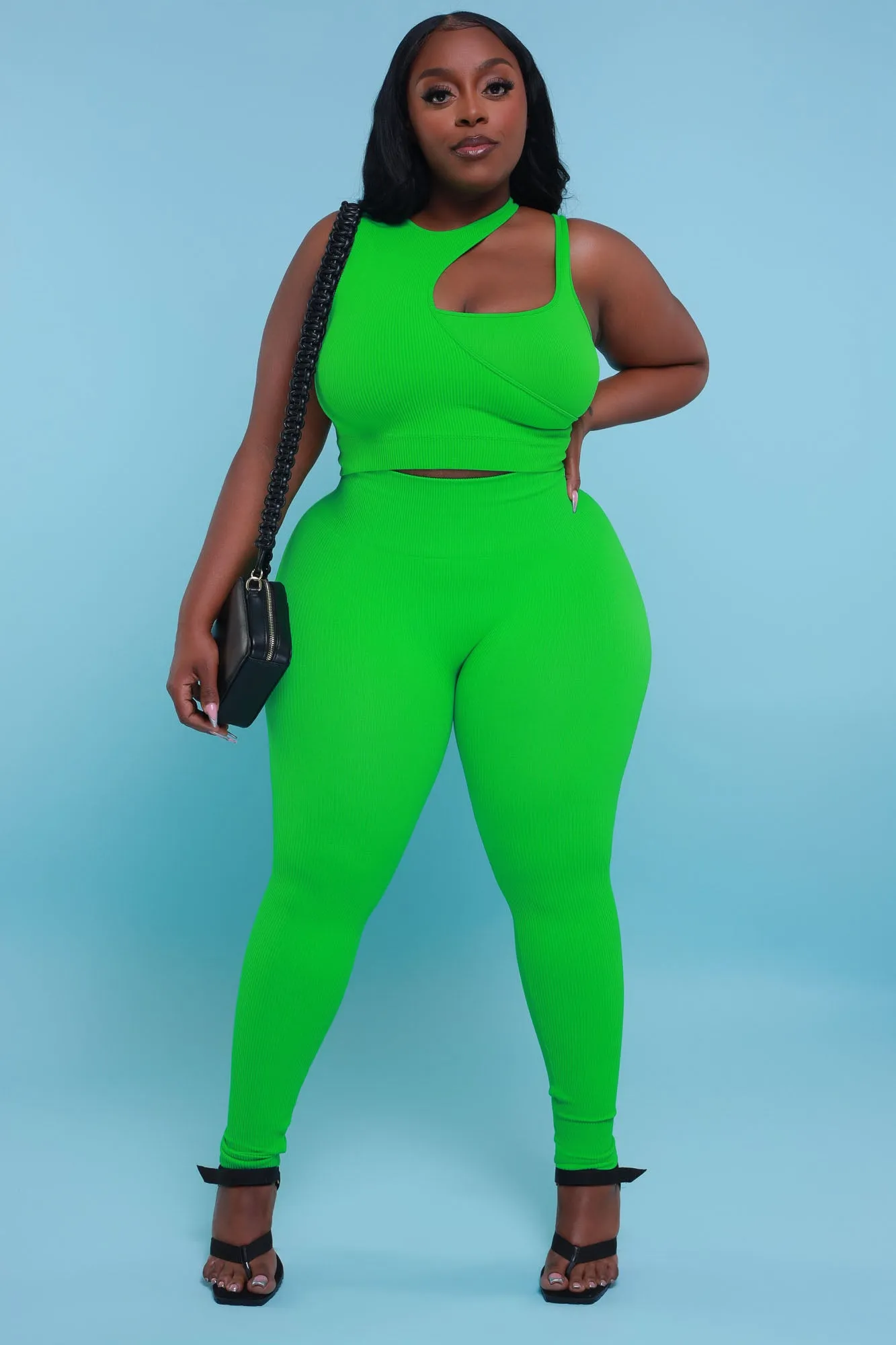 How It Ends Double Layer Cropped Legging Set - Green