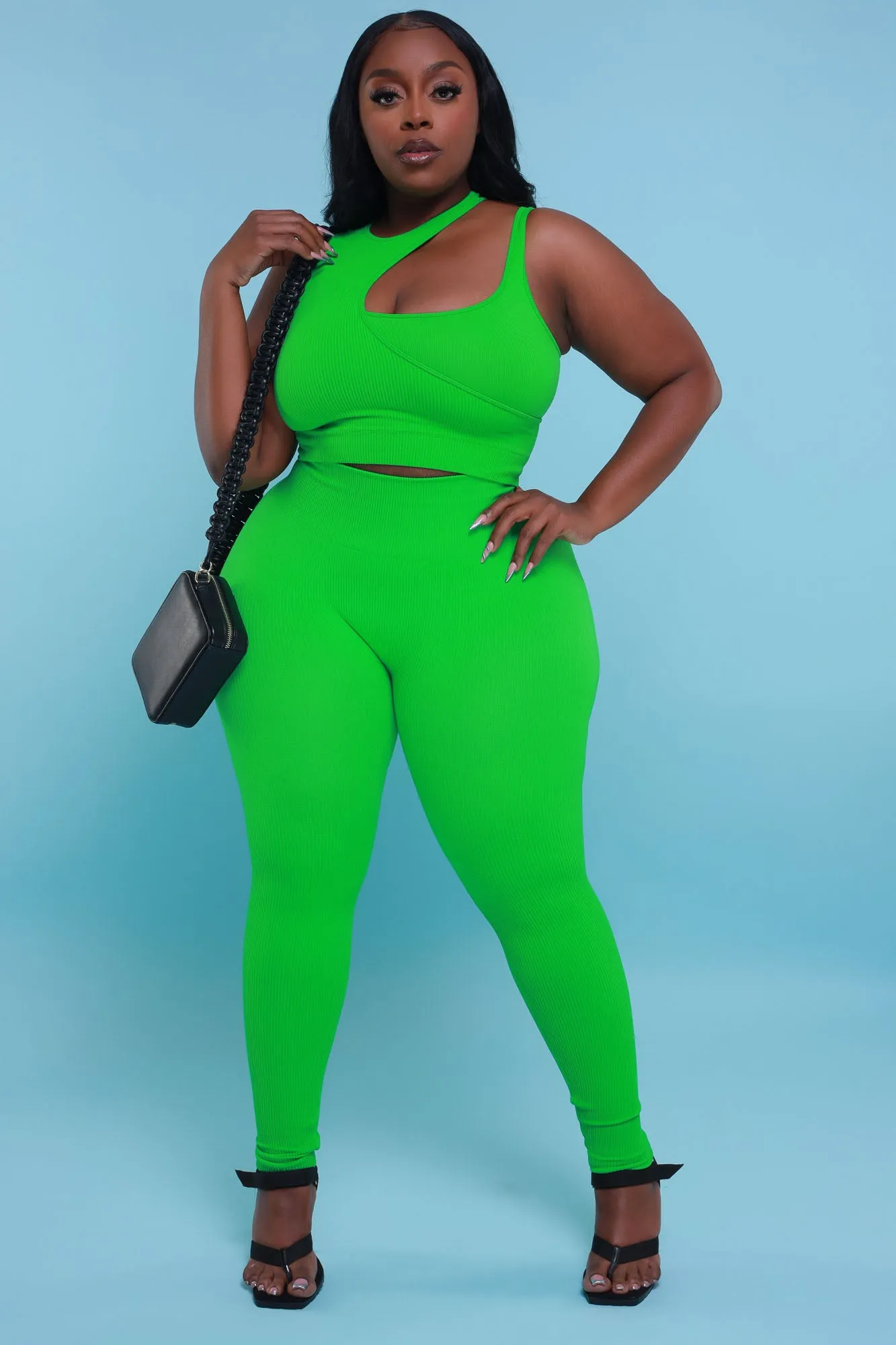 How It Ends Double Layer Cropped Legging Set - Green