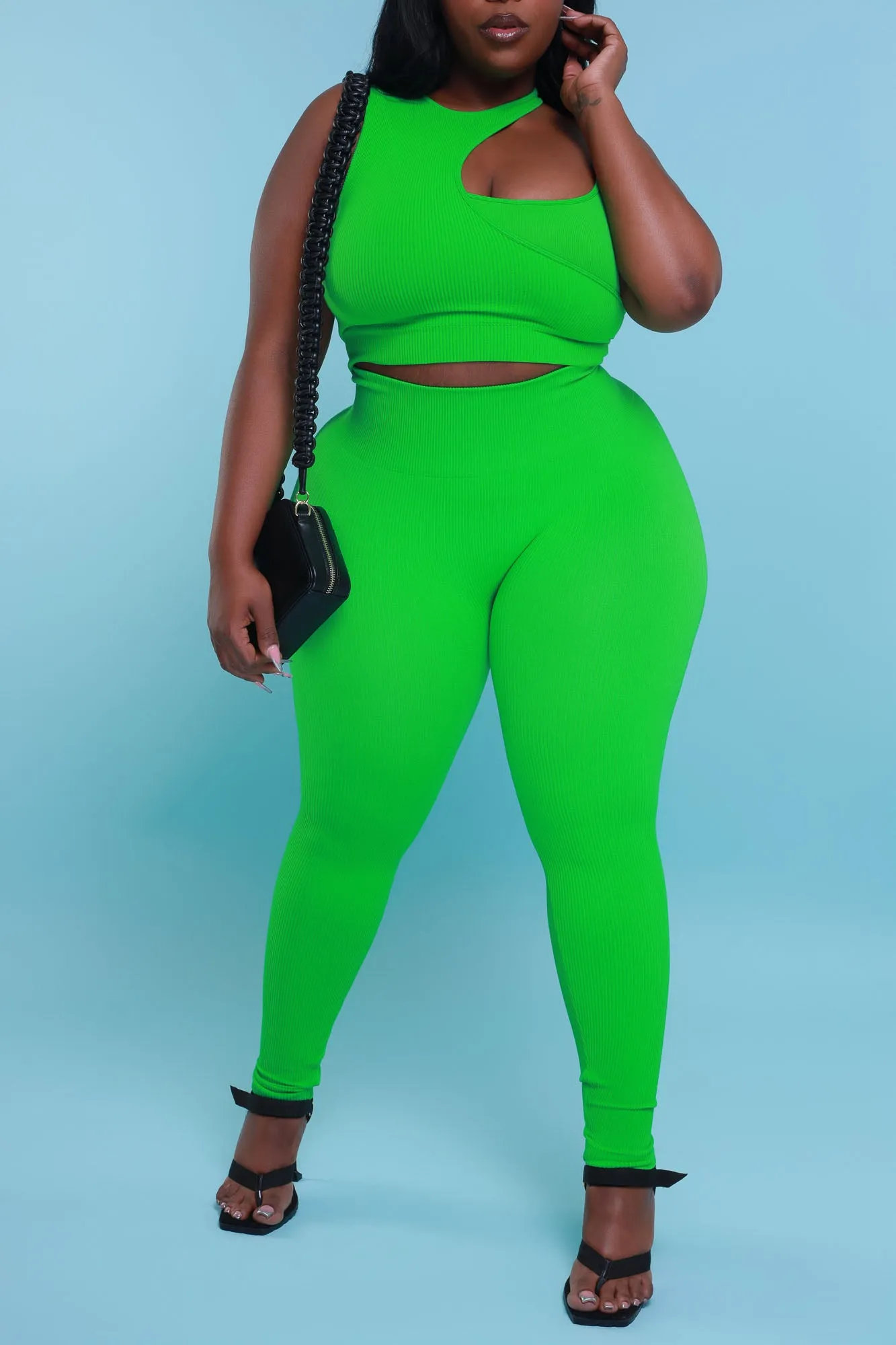 How It Ends Double Layer Cropped Legging Set - Green