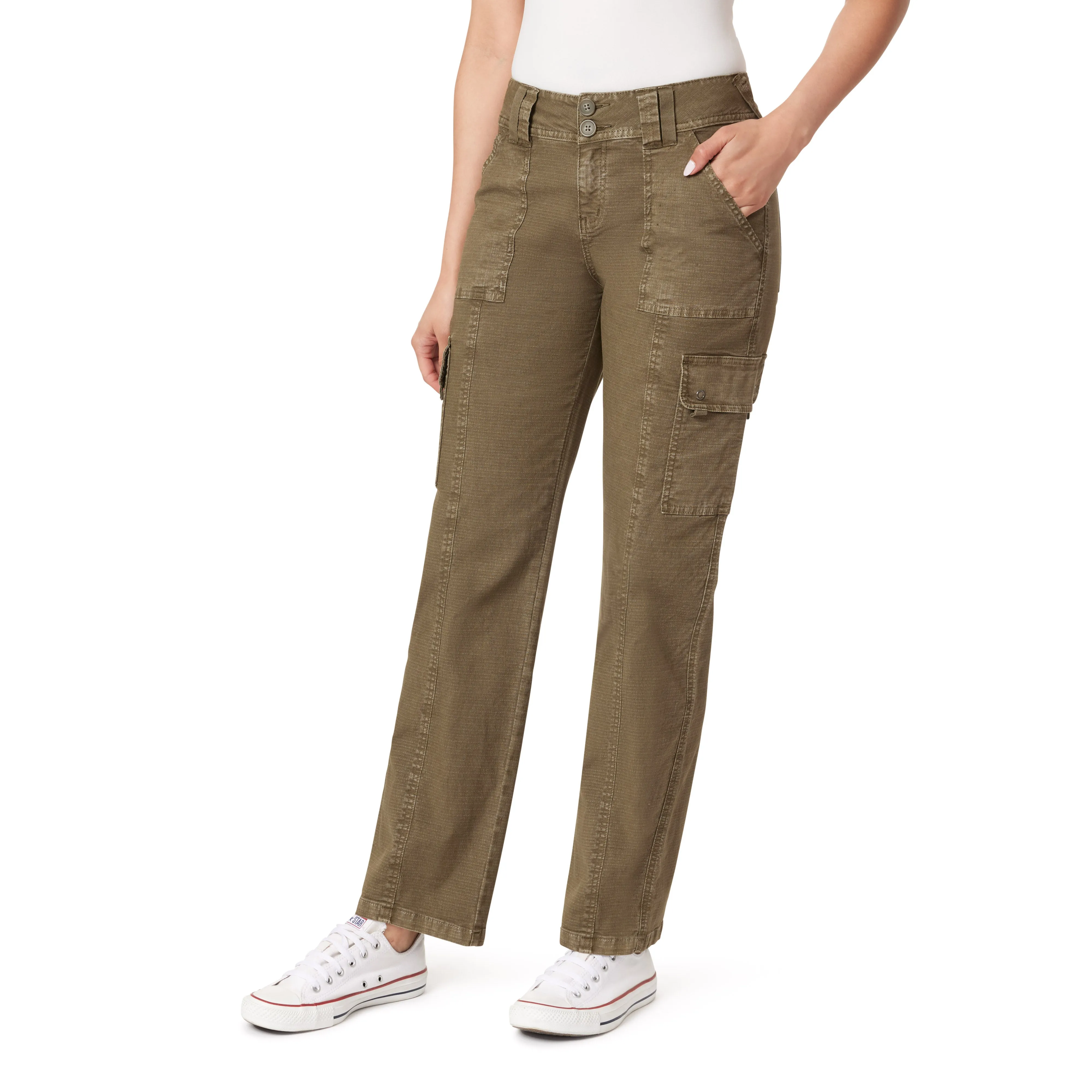 InstaStretch Luscious Curvy Twill Relaxed Cargo Straight Mid Rise Pants