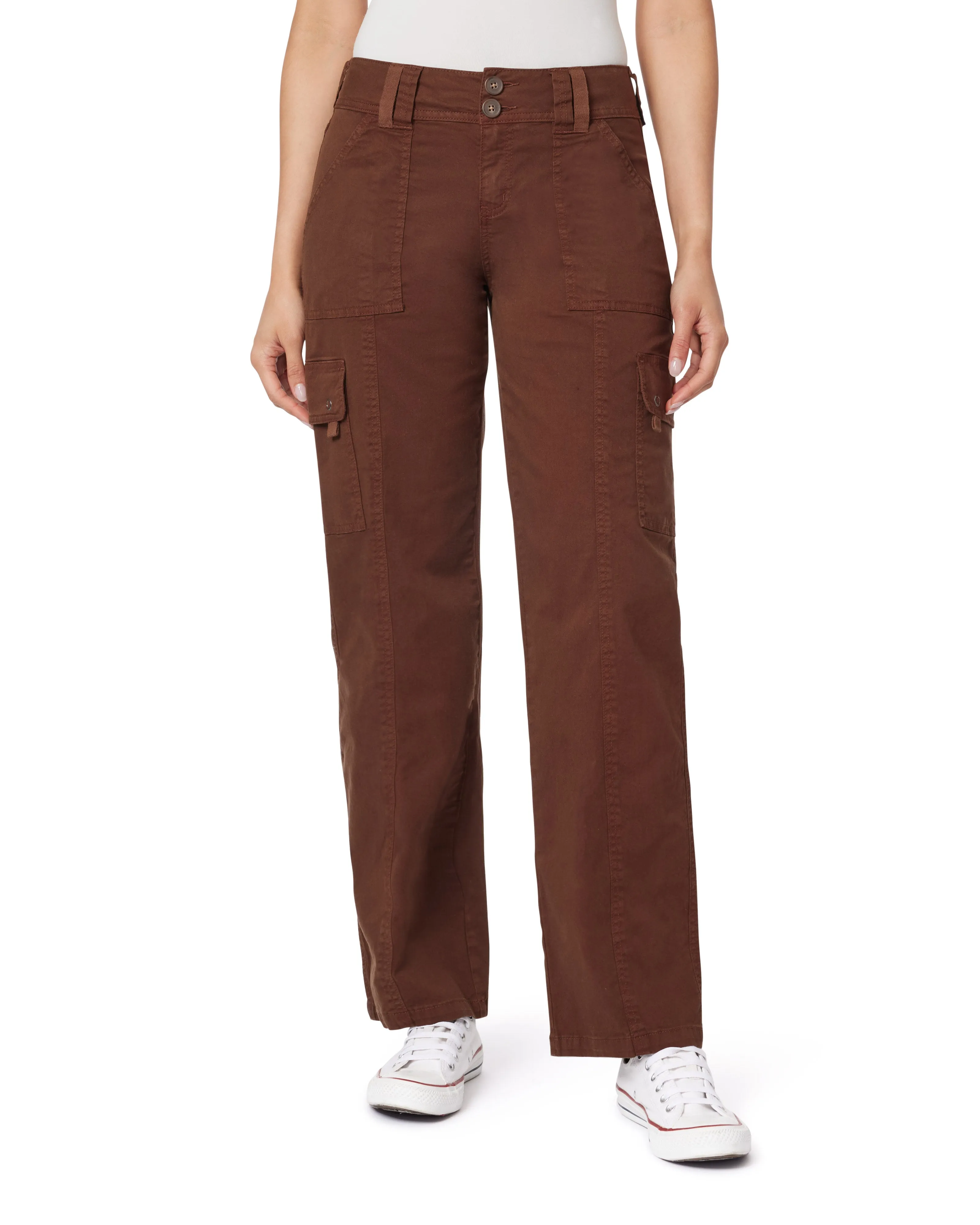 InstaStretch Luscious Curvy Twill Relaxed Cargo Straight Mid Rise Pants