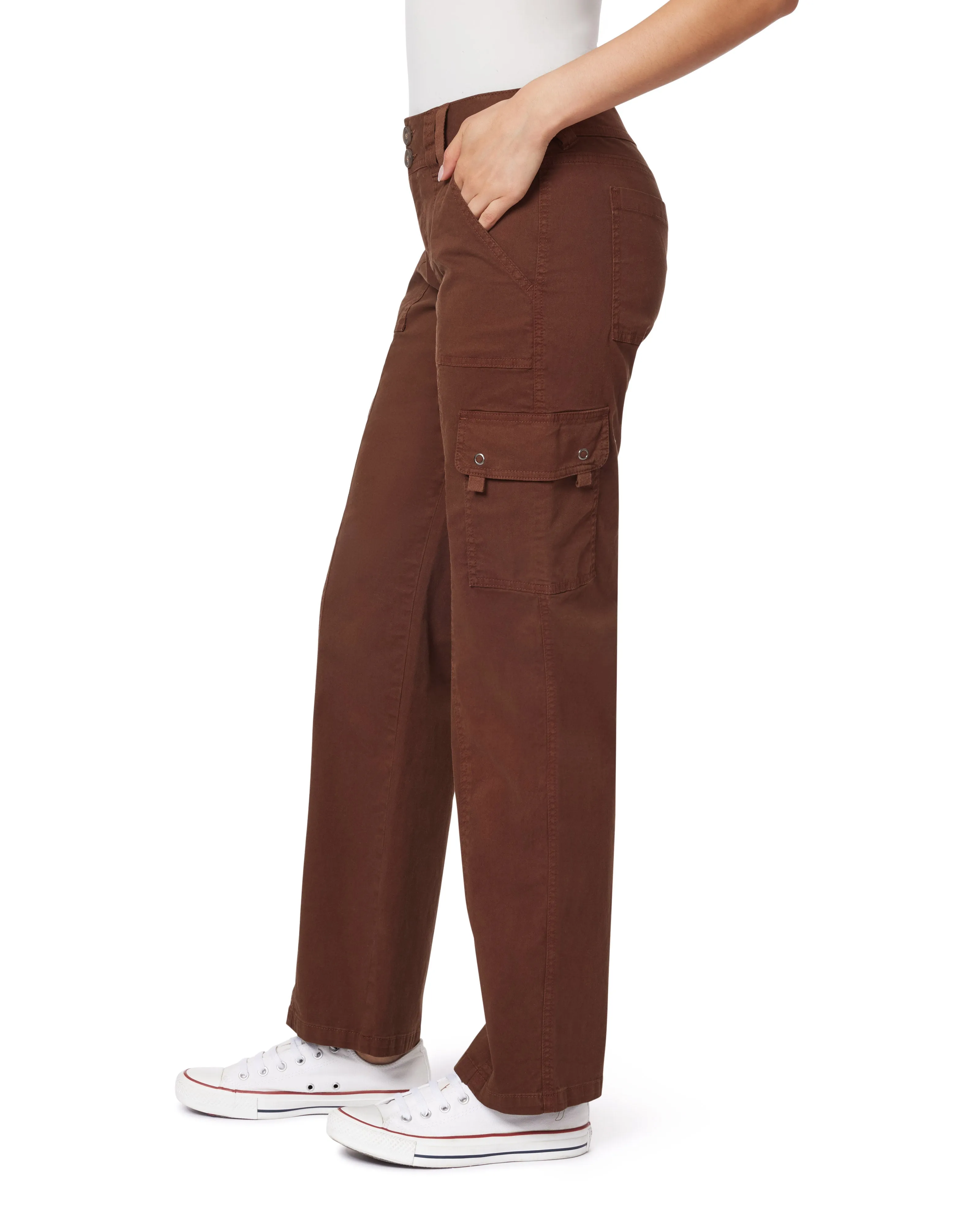 InstaStretch Luscious Curvy Twill Relaxed Cargo Straight Mid Rise Pants