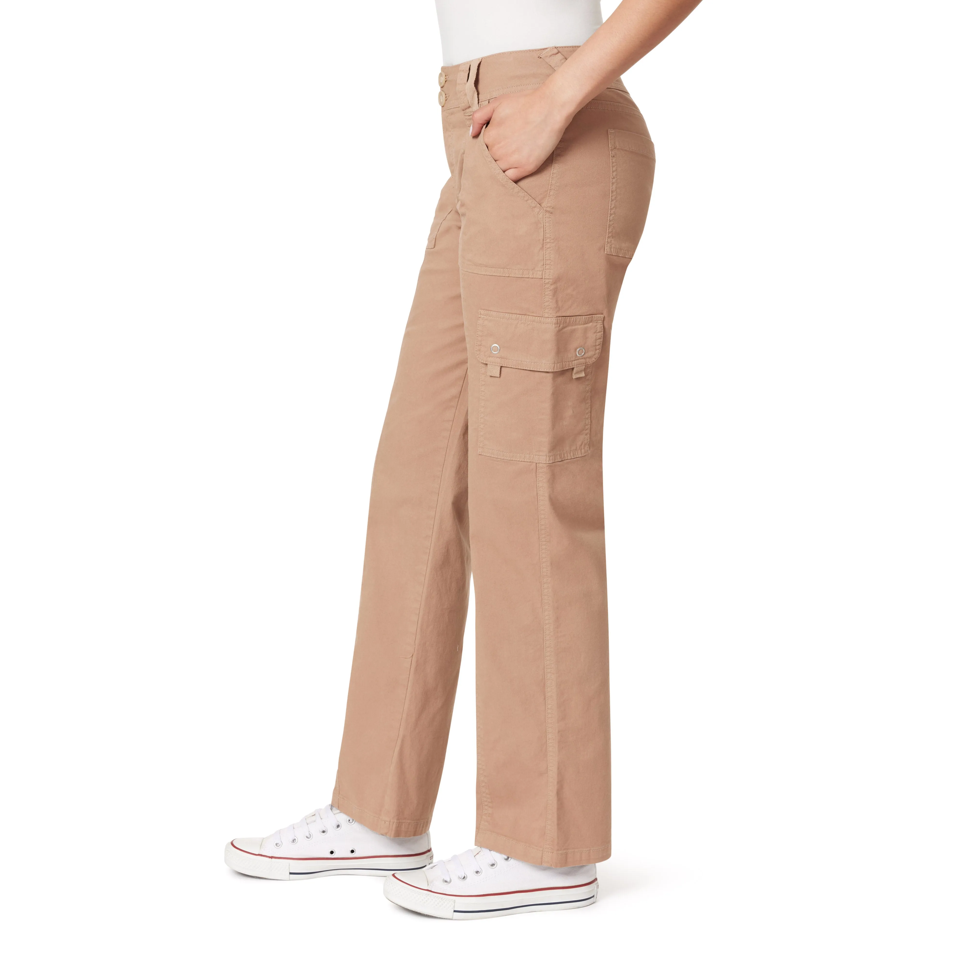 InstaStretch Luscious Curvy Twill Relaxed Cargo Straight Mid Rise Pants