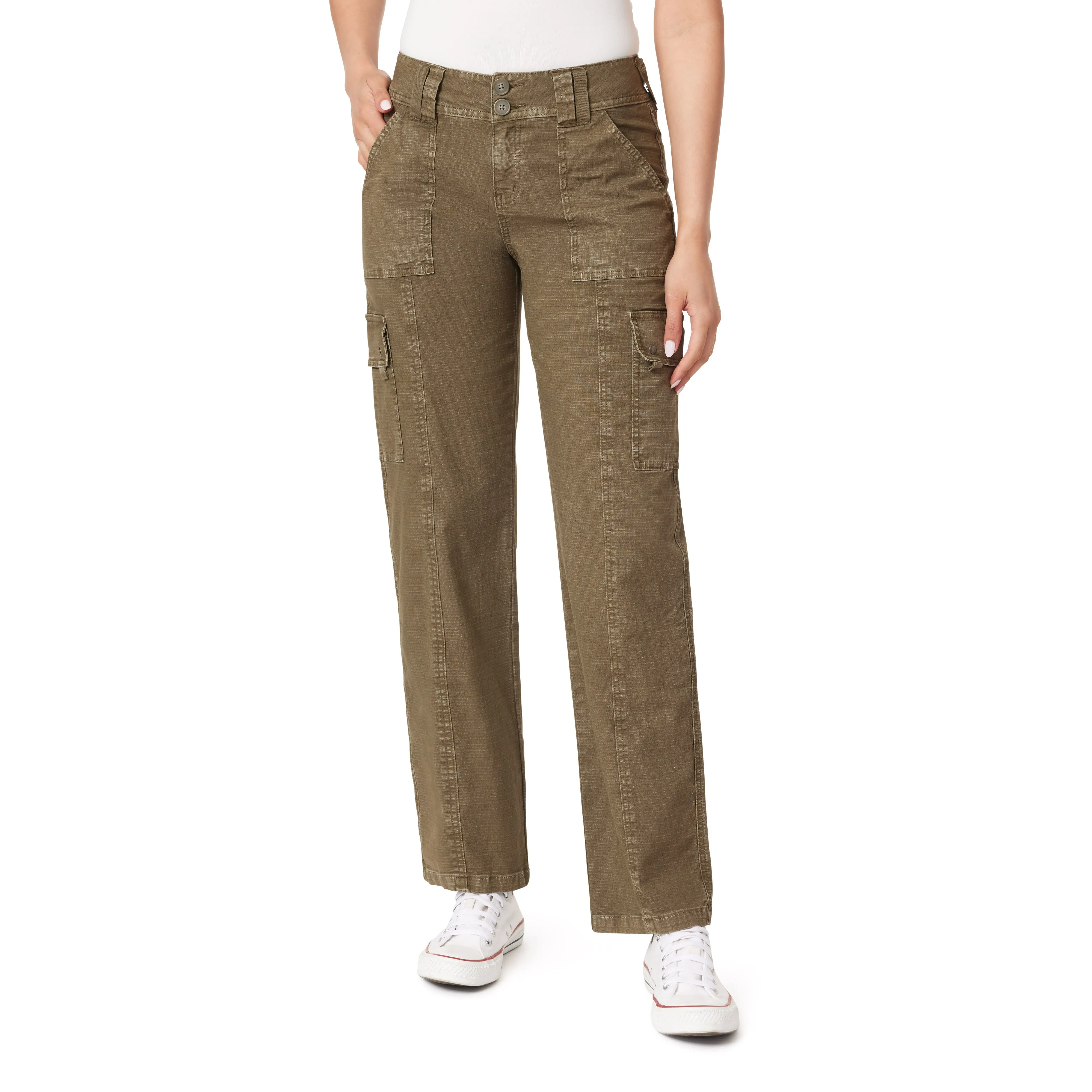InstaStretch Luscious Curvy Twill Relaxed Cargo Straight Mid Rise Pants