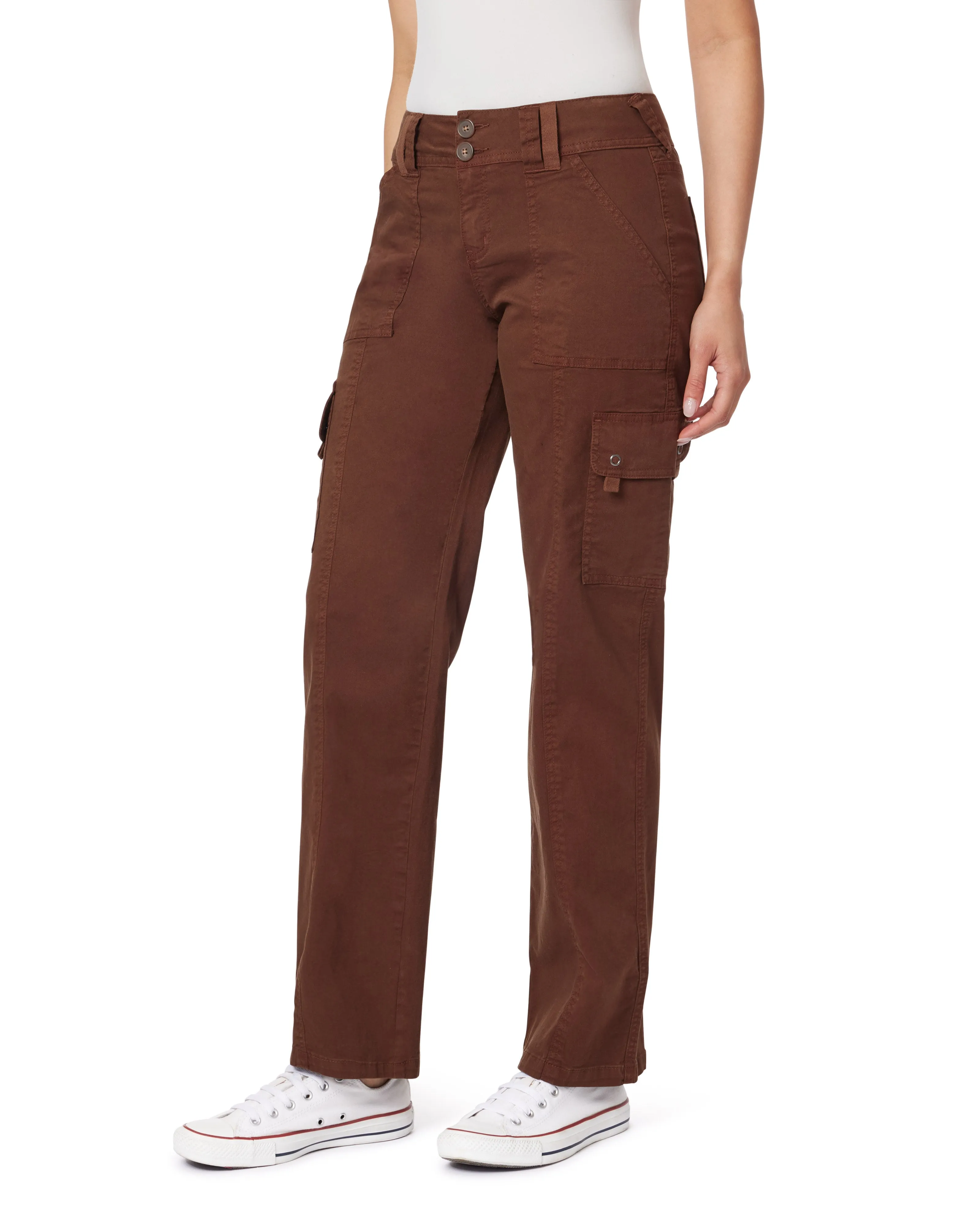 InstaStretch Luscious Curvy Twill Relaxed Cargo Straight Mid Rise Pants