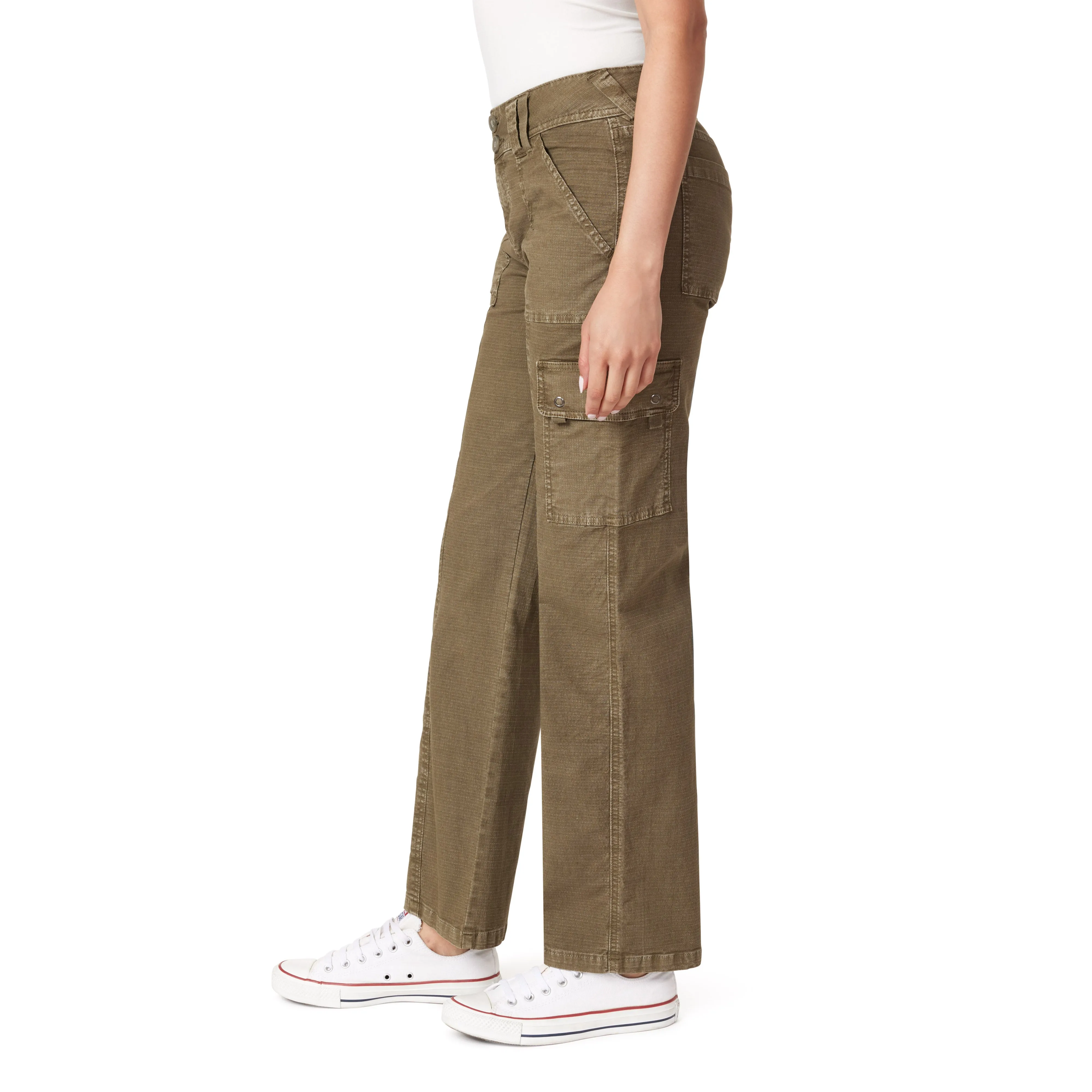 InstaStretch Luscious Curvy Twill Relaxed Cargo Straight Mid Rise Pants