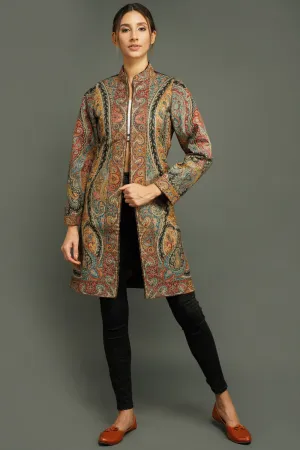 Kashmiri Paisley Vintage Long Coat for Women | Made To Order