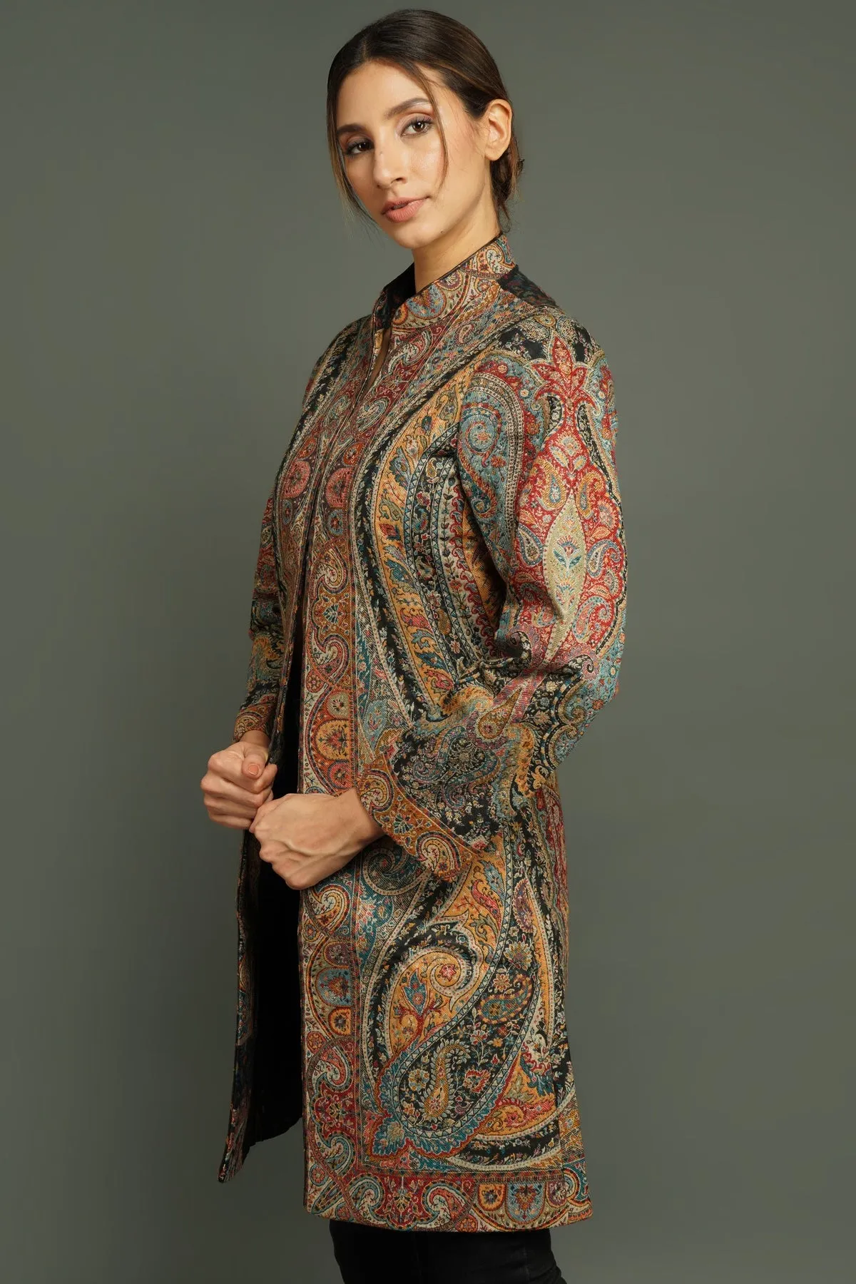 Kashmiri Paisley Vintage Long Coat for Women | Made To Order