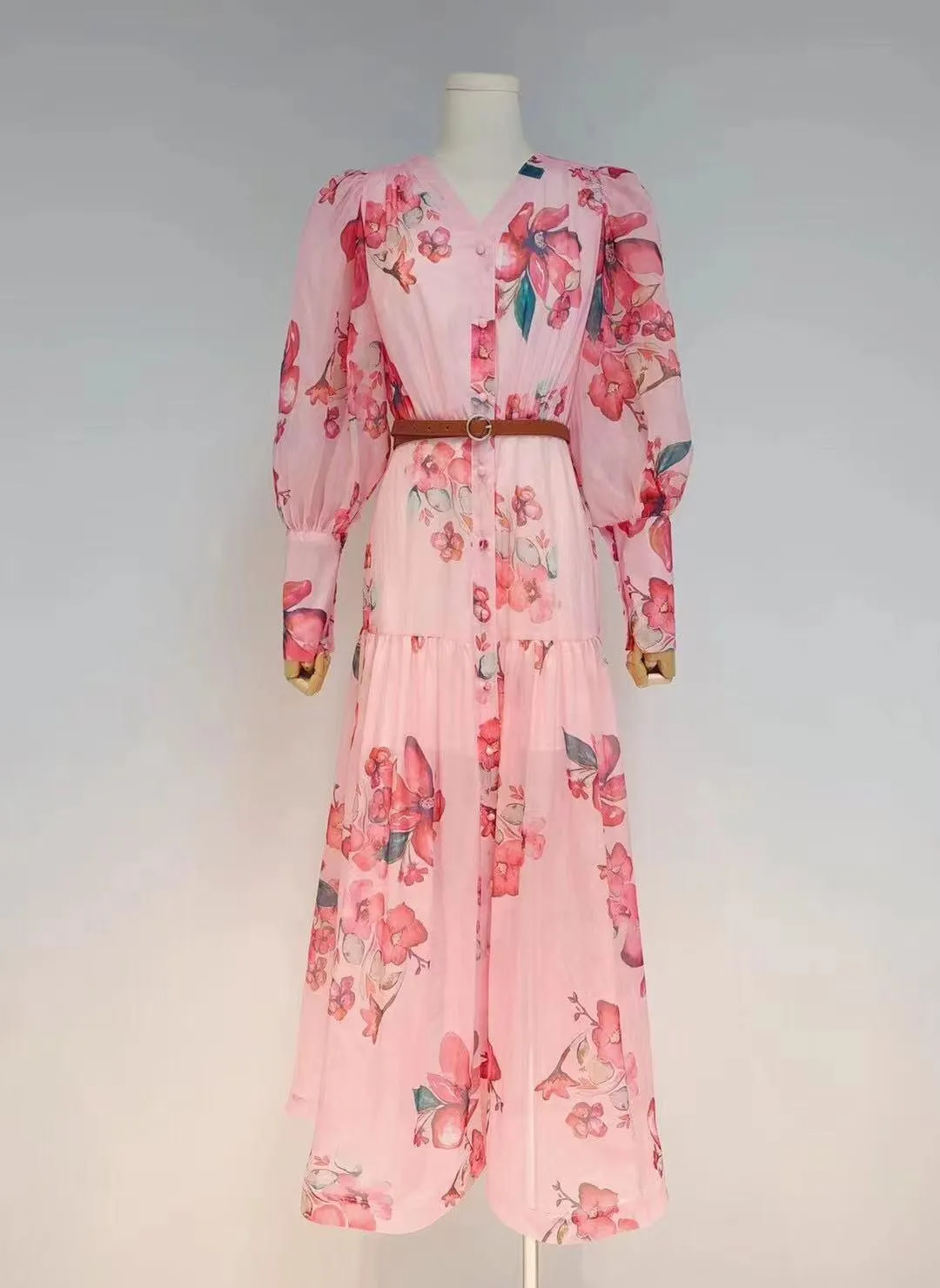 KittenAlarm - Lona Button Down Floral Chiffon Dress