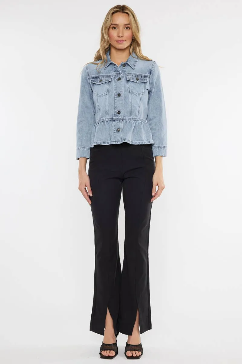 Light Wash Denim Peplum Jacket