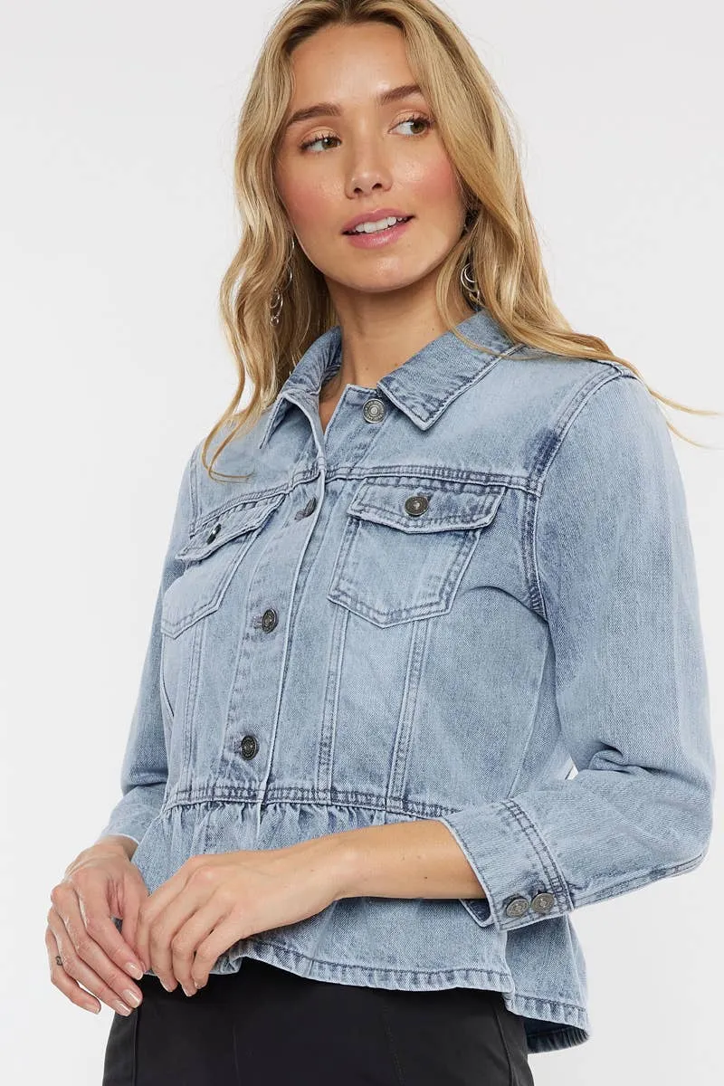 Light Wash Denim Peplum Jacket