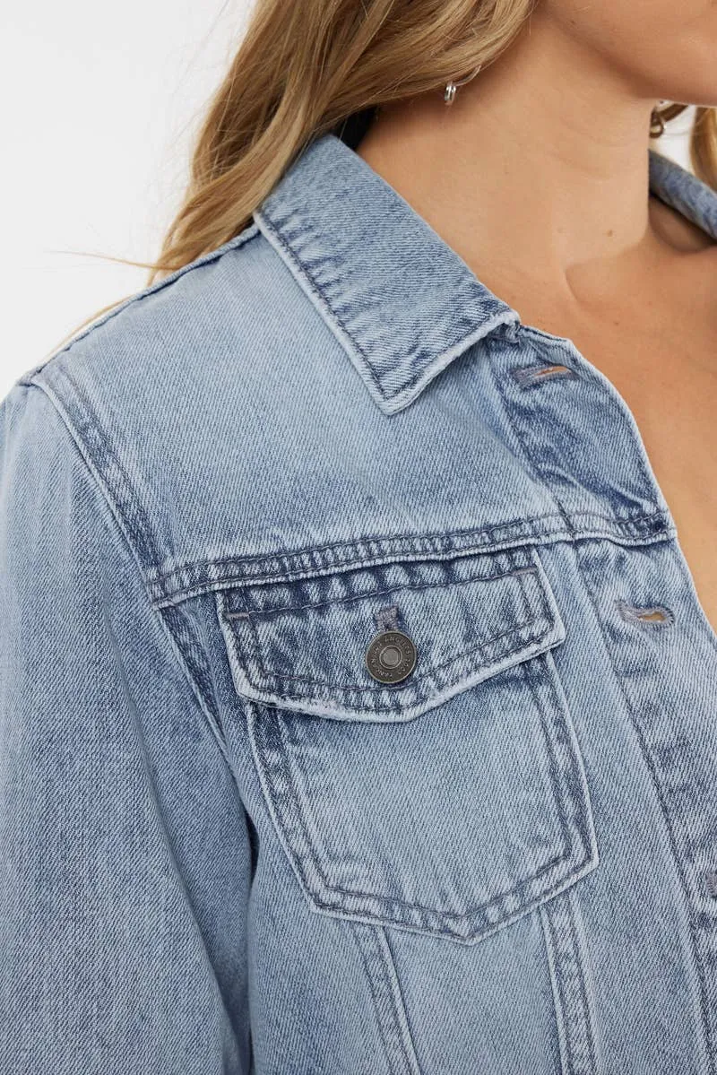 Light Wash Denim Peplum Jacket