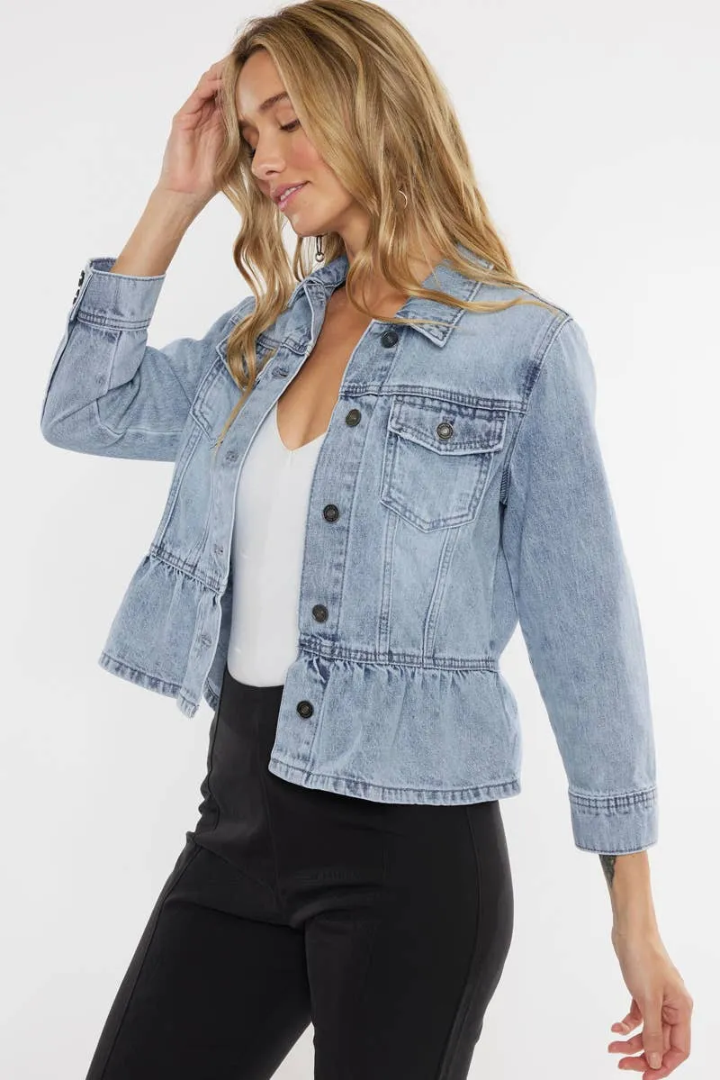 Light Wash Denim Peplum Jacket