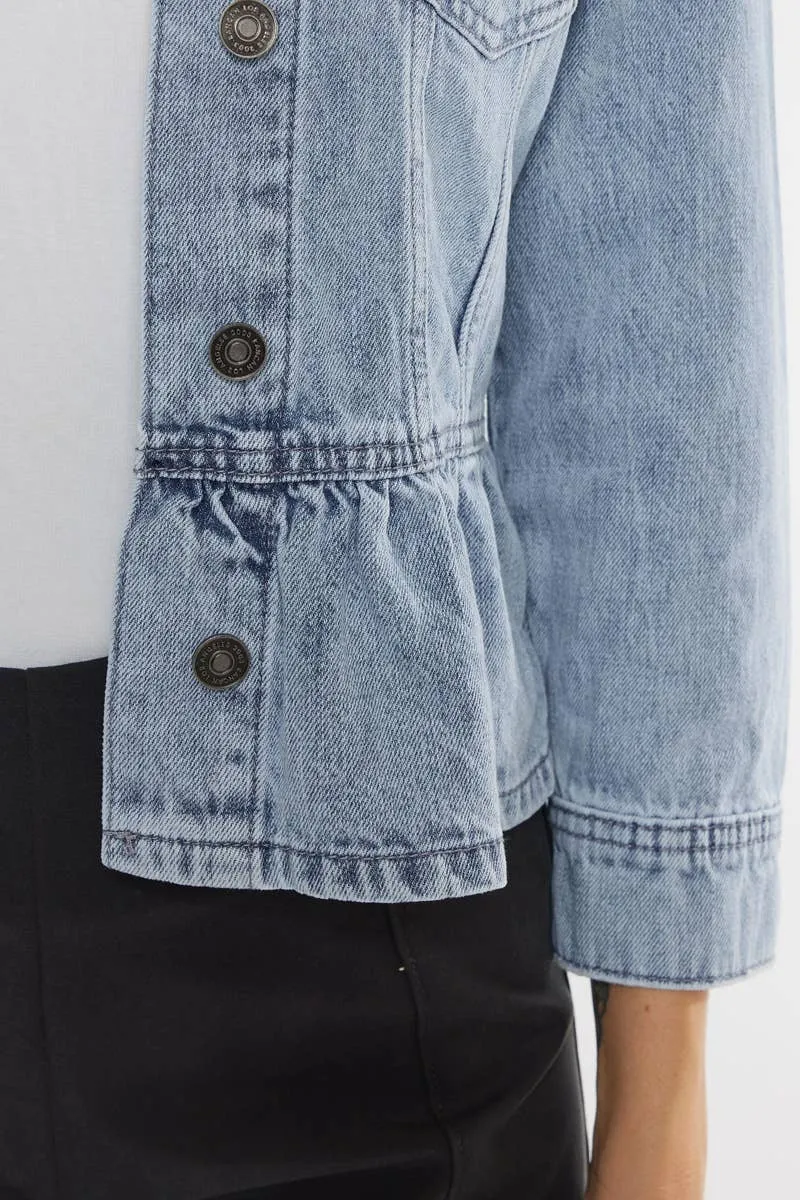 Light Wash Denim Peplum Jacket