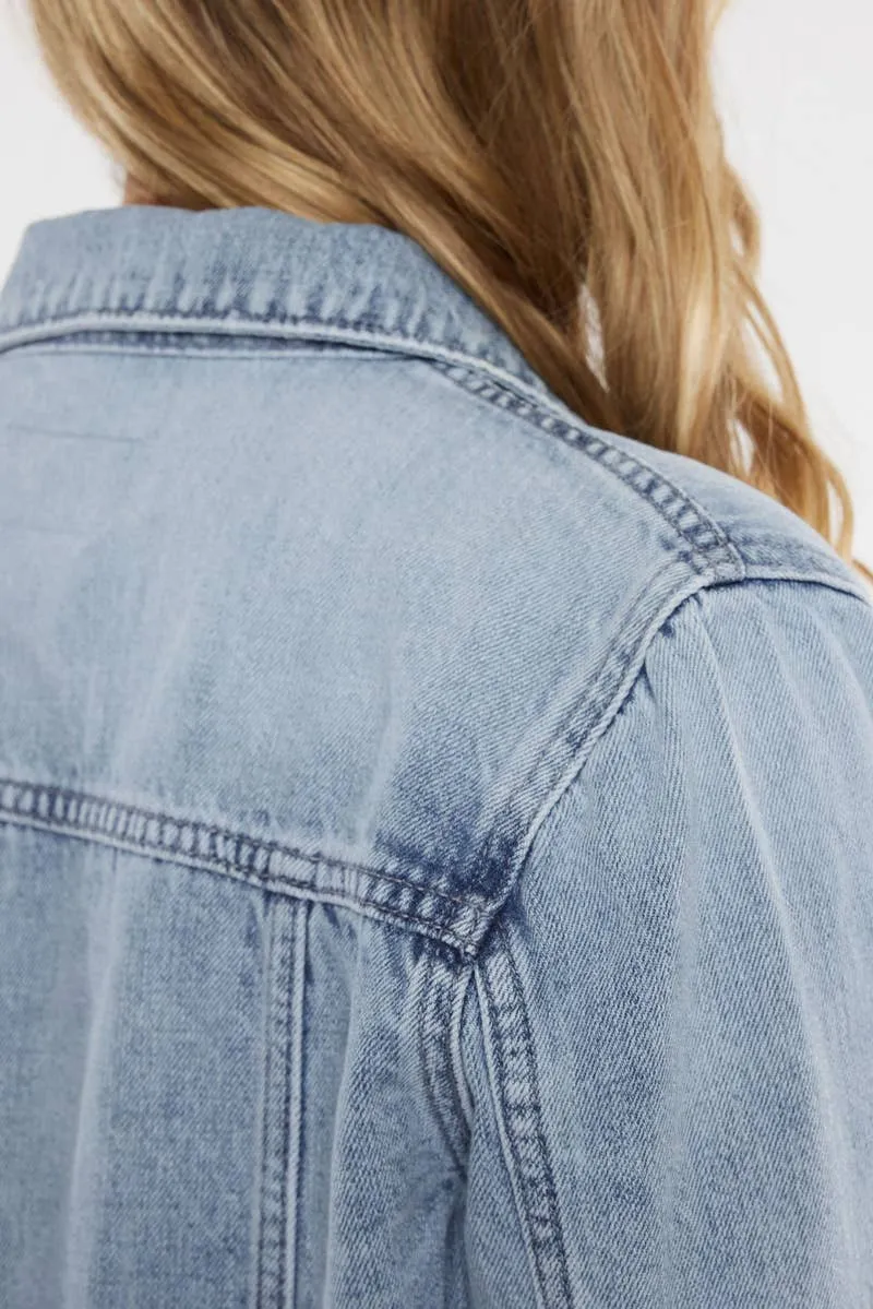 Light Wash Denim Peplum Jacket