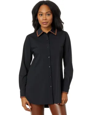 Lysse Faye Contrast Trim Schiffer Button Down Black