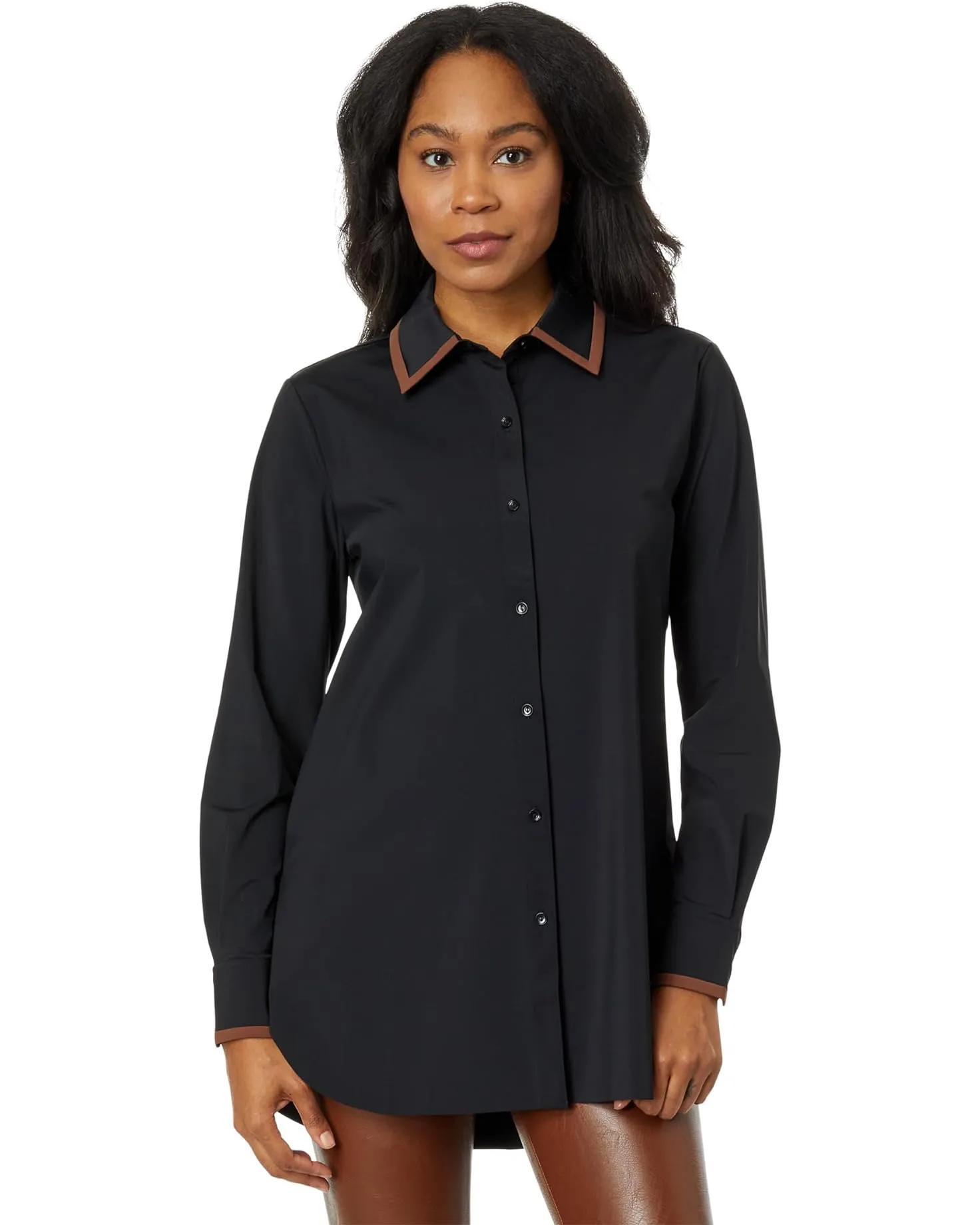 Lysse Faye Contrast Trim Schiffer Button Down Black