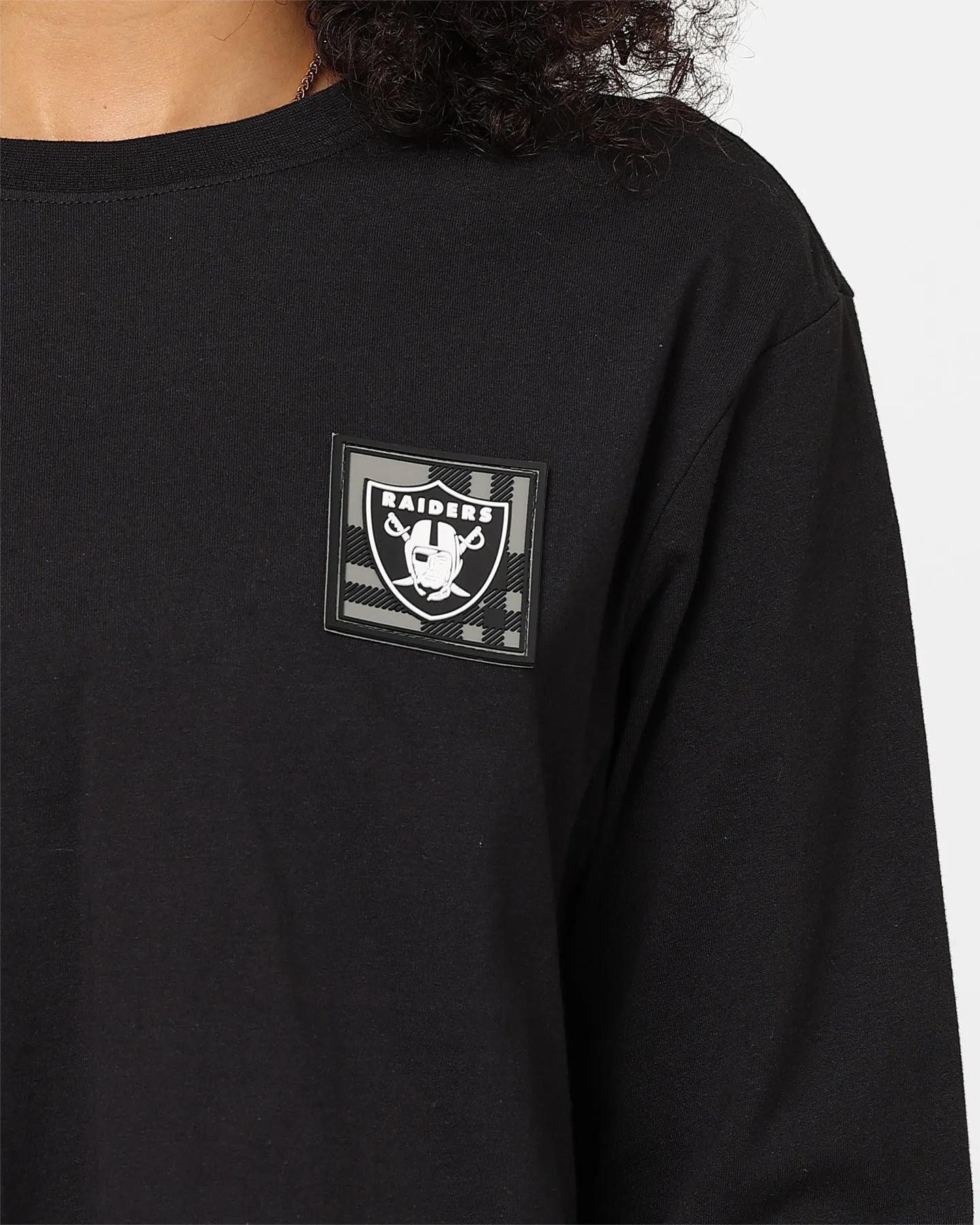 Majestic Athletic Women's Las Vegas Raiders Checker Badge Long Sleeve T-Shirt Faded Black