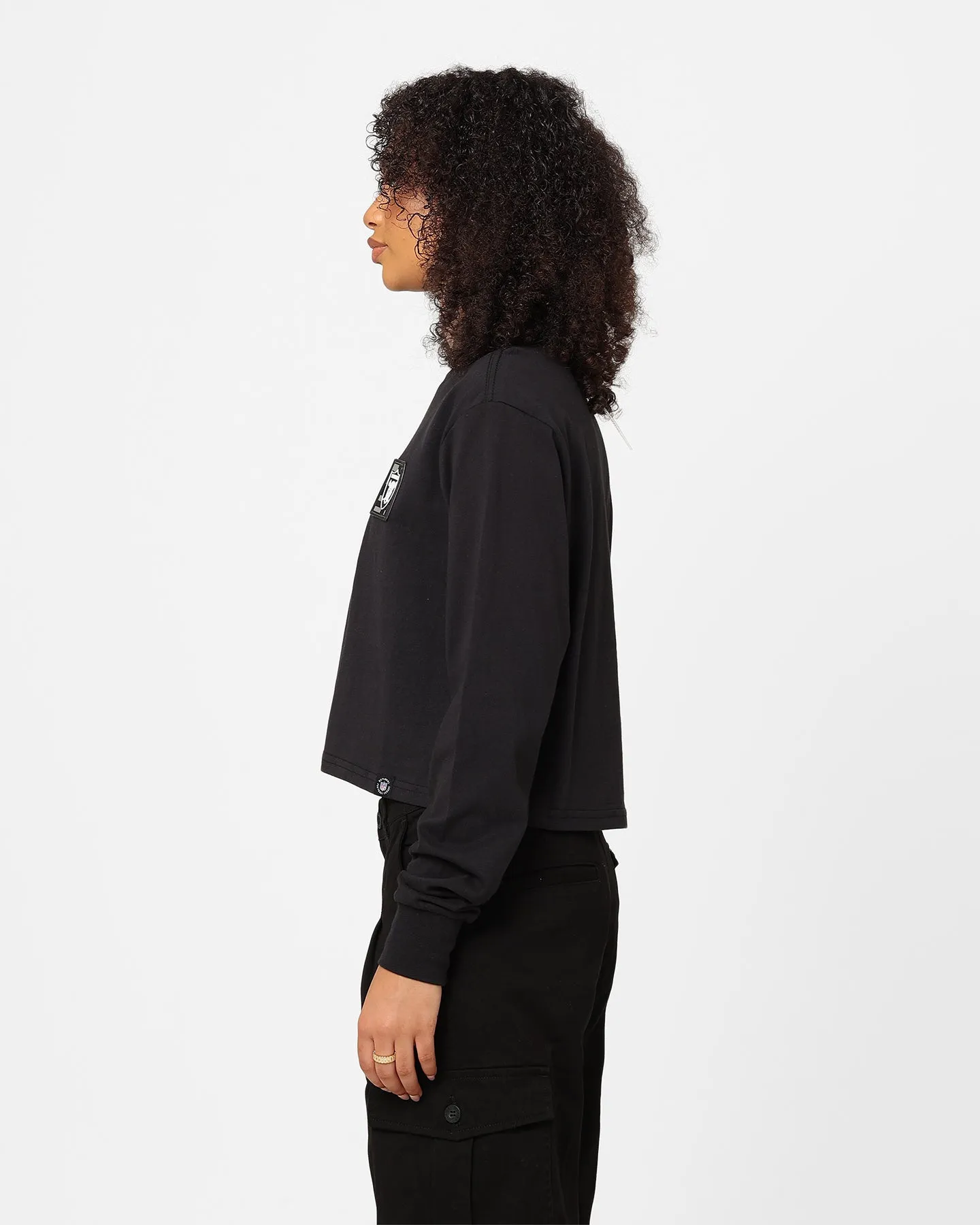Majestic Athletic Women's Las Vegas Raiders Checker Badge Long Sleeve T-Shirt Faded Black