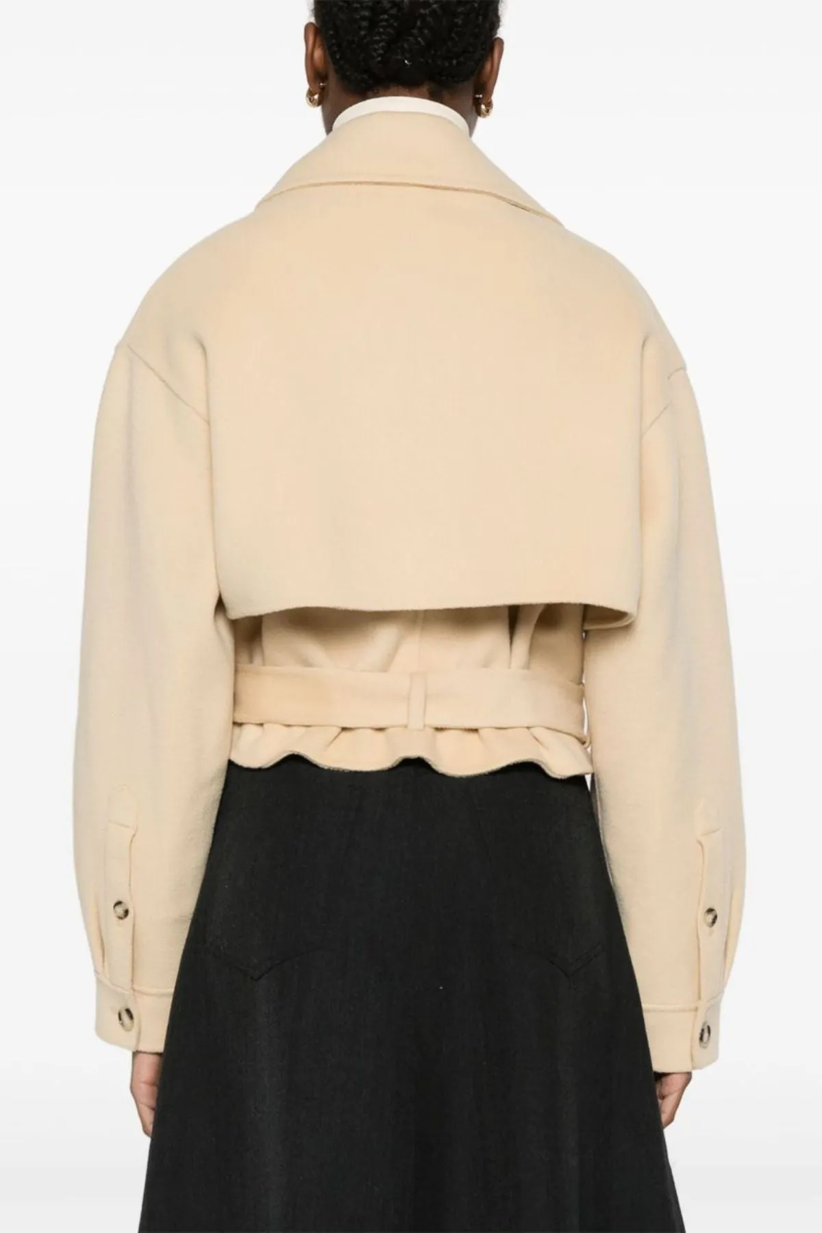 Nanushka Ticia Short Fringed Wool Silk Jacket - Creme