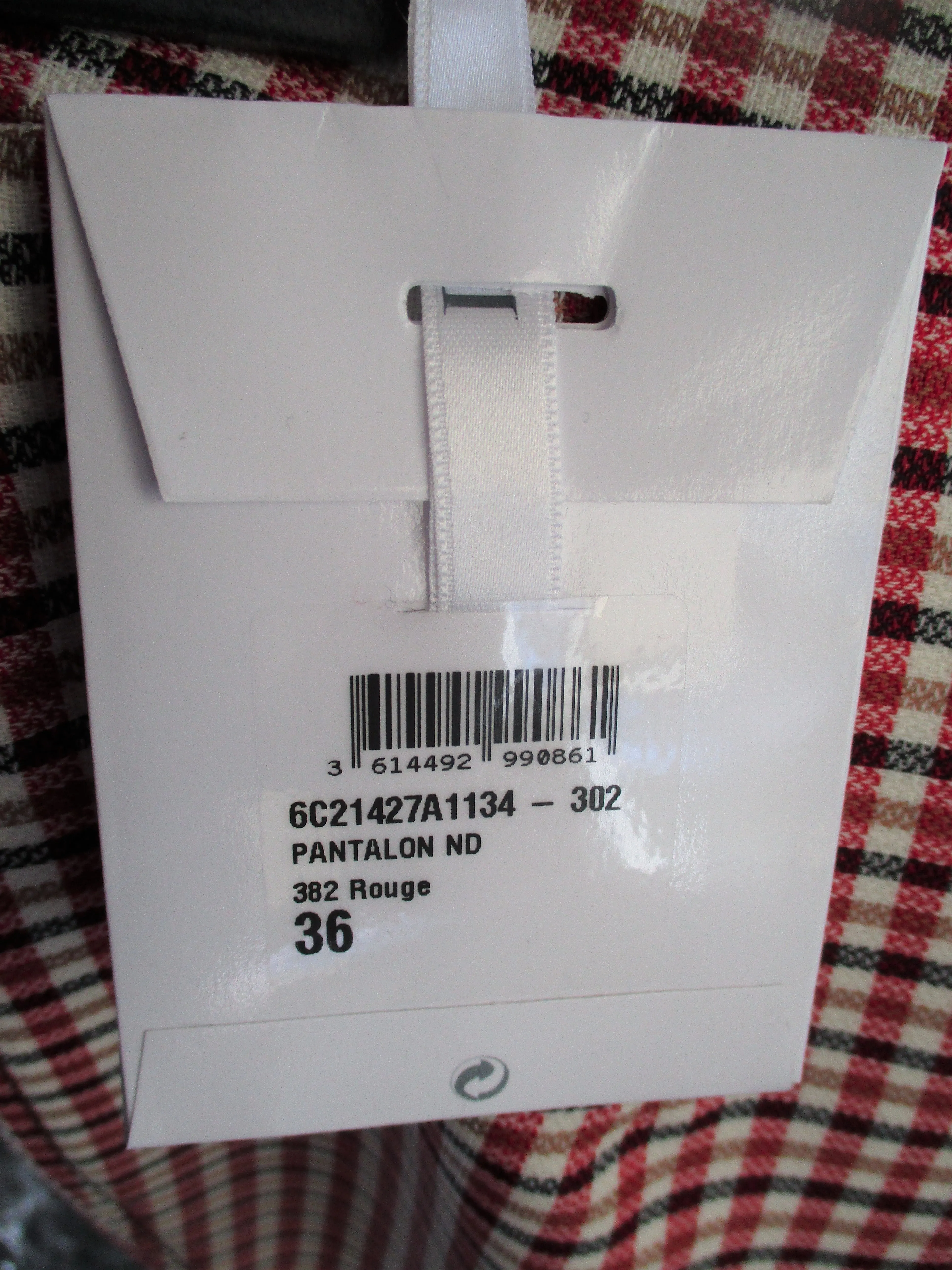 NWT NEW CHRISTIAN DIOR PARIS PLAID CHECK Pants Trouser 36 Rouge Pantalon