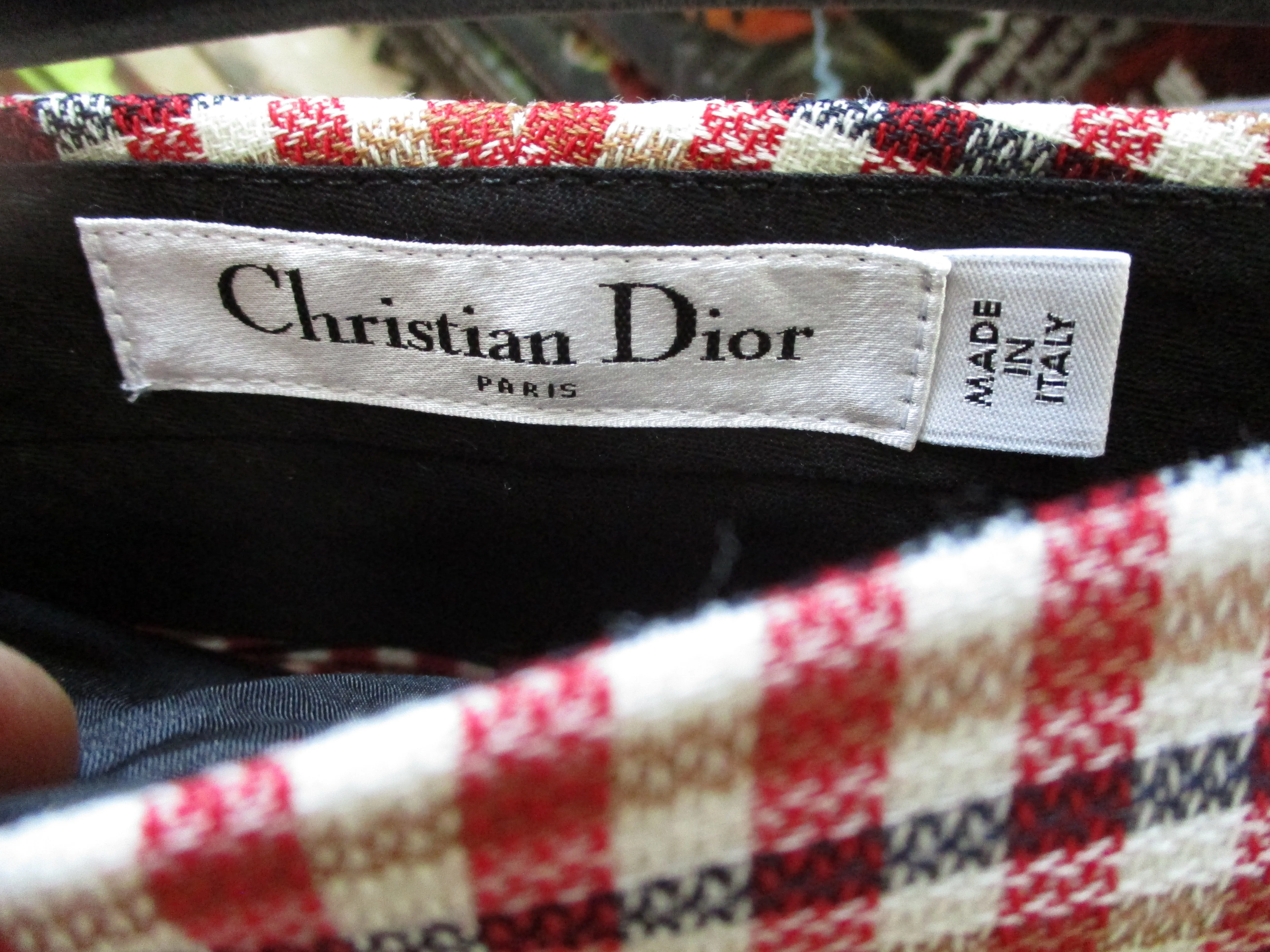 NWT NEW CHRISTIAN DIOR PARIS PLAID CHECK Pants Trouser 36 Rouge Pantalon