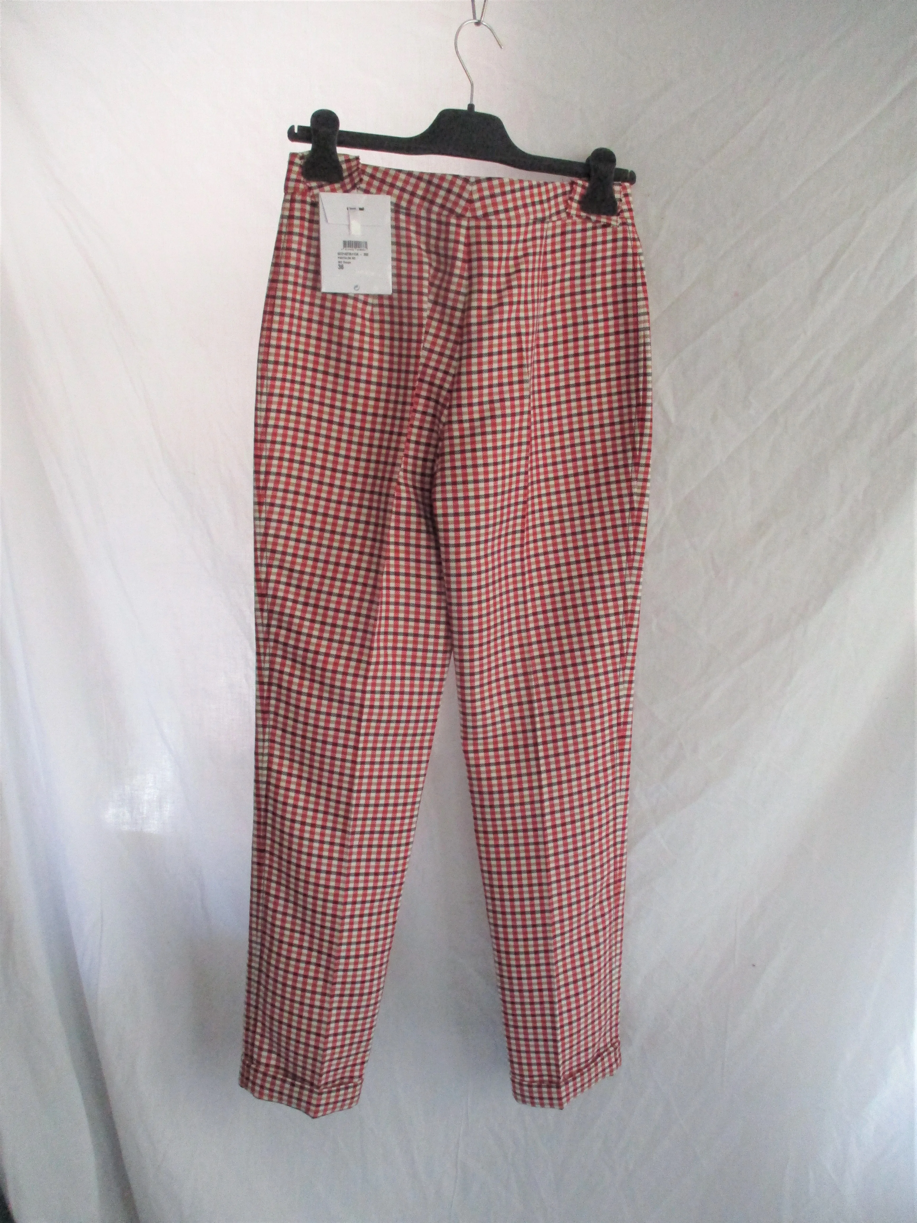 NWT NEW CHRISTIAN DIOR PARIS PLAID CHECK Pants Trouser 36 Rouge Pantalon