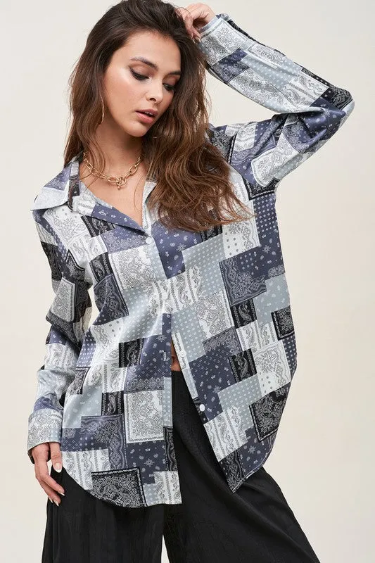 PATCHWORK SILKY BLOUSE