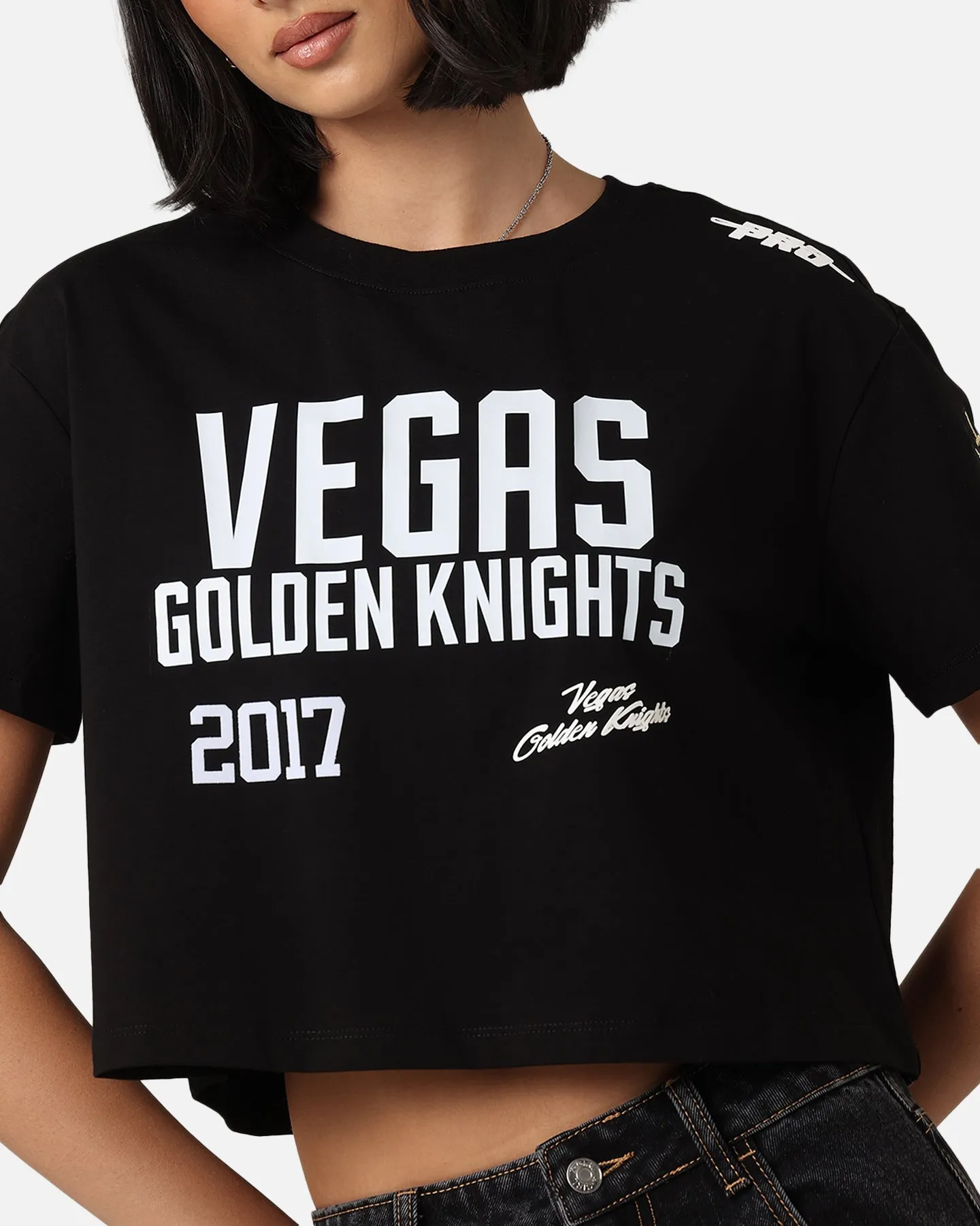 Pro Standard Women's Vegas Golden Knights Boxy Cropped T-Shirt Black