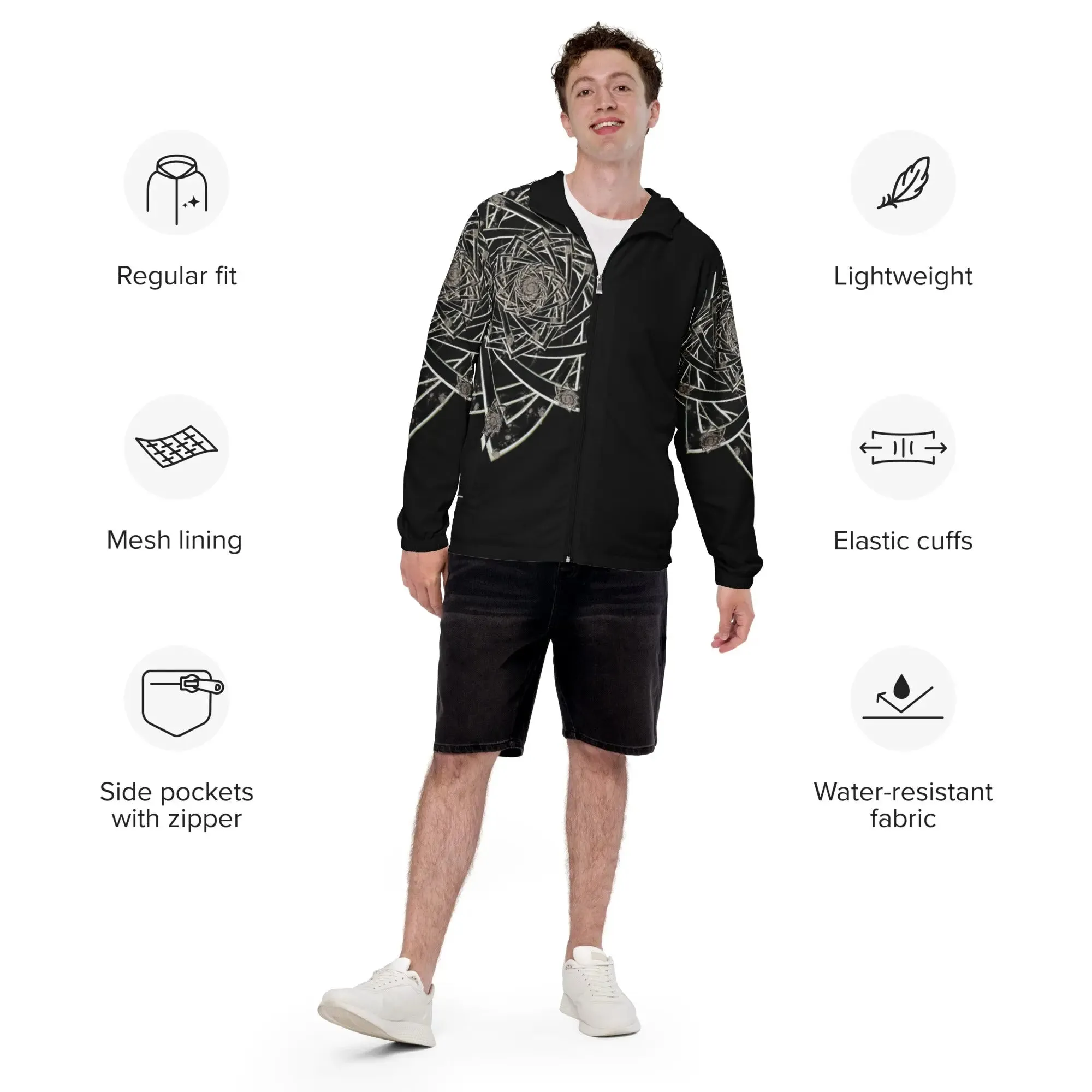 "Black Topological Rose" Collection - Men’s Windbreaker