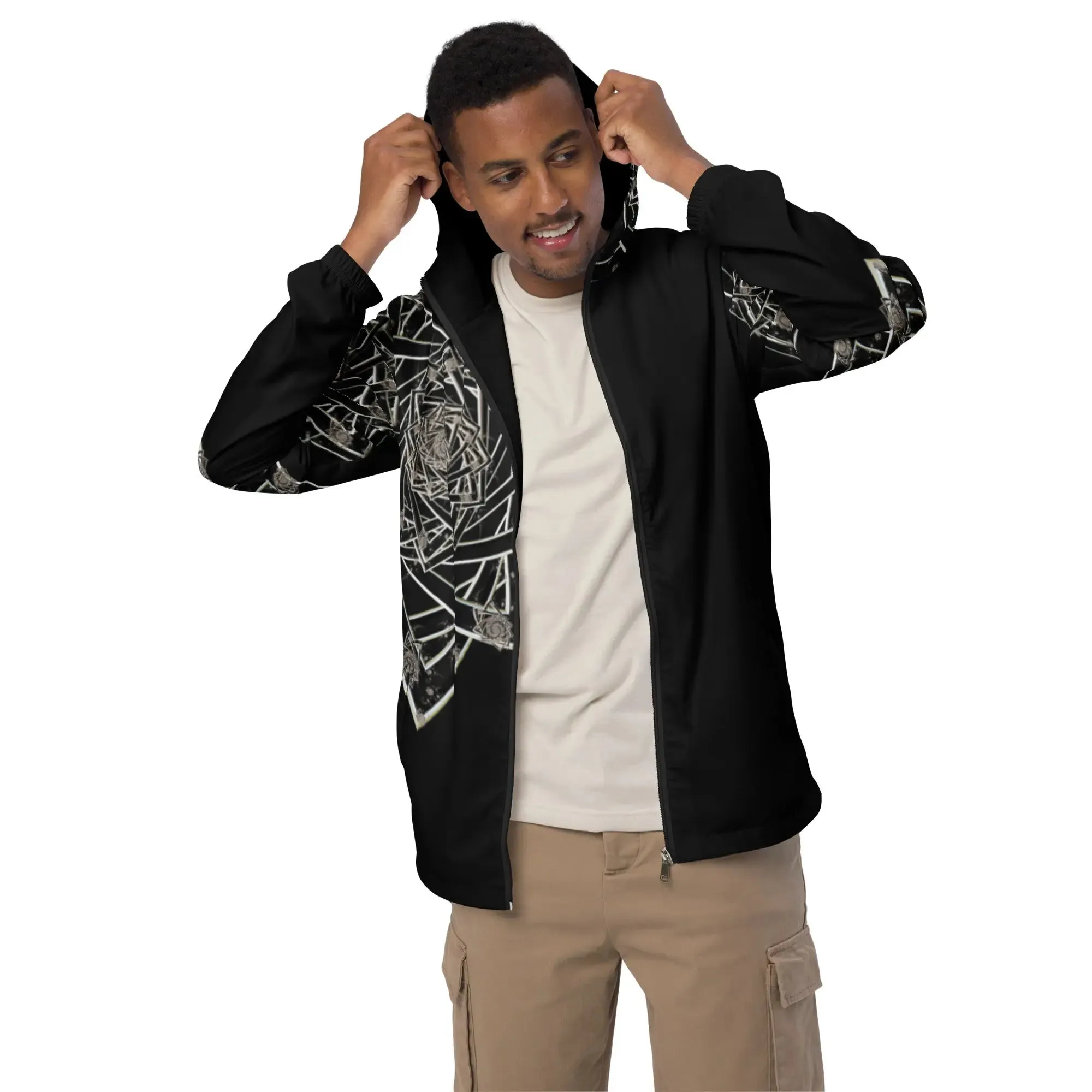 "Black Topological Rose" Collection - Men’s Windbreaker
