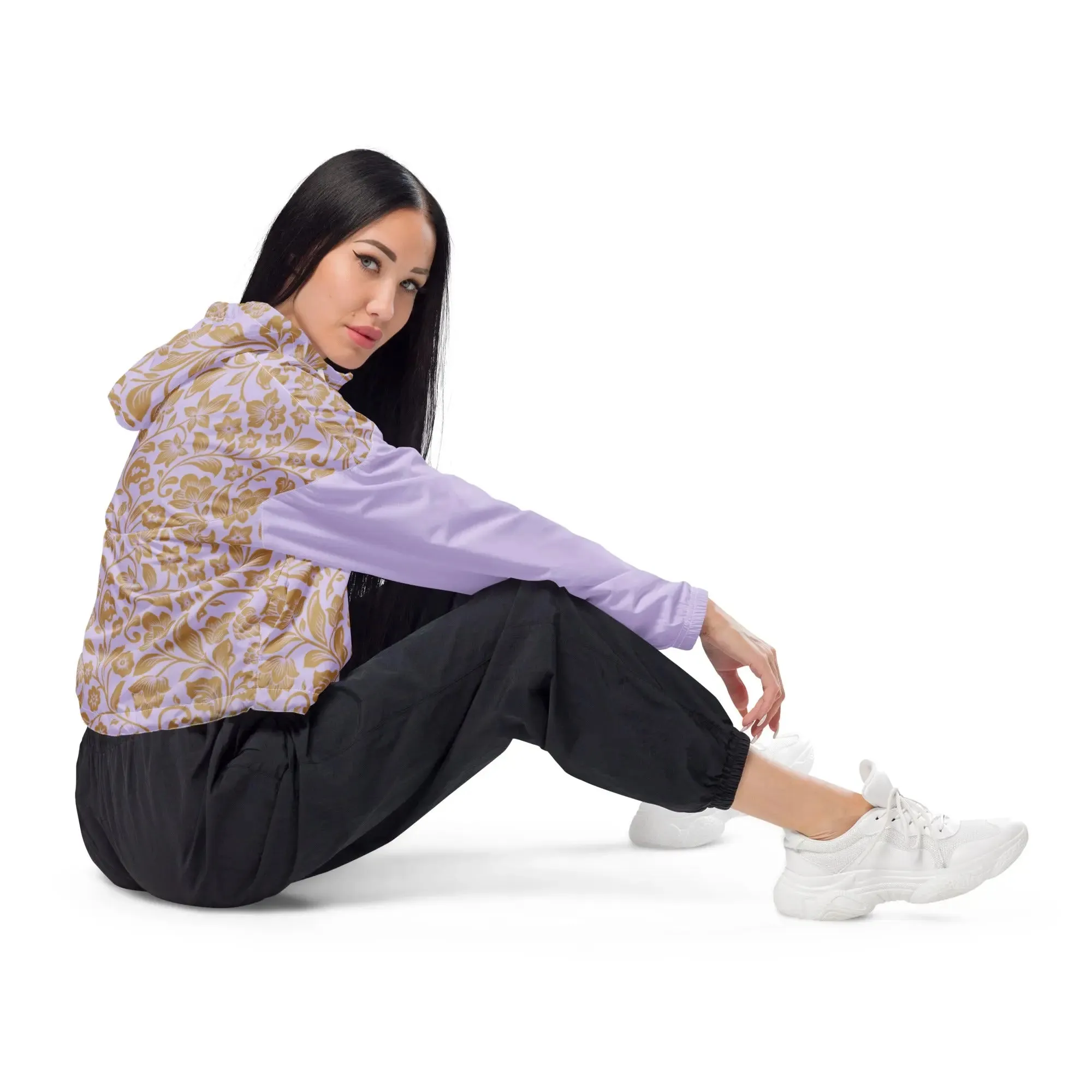 "Floral Lace" Collection - Women’s cropped windbreaker