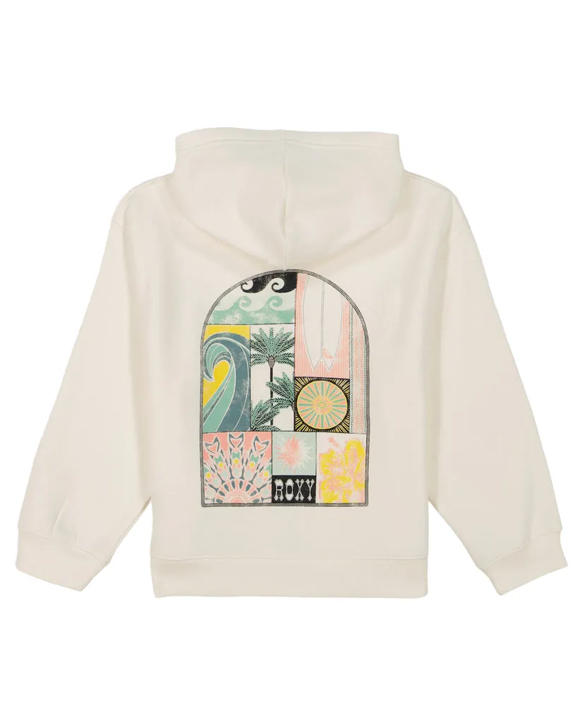 Roxy Girls OS Evening Hike Zip Sweatshirt-Egret