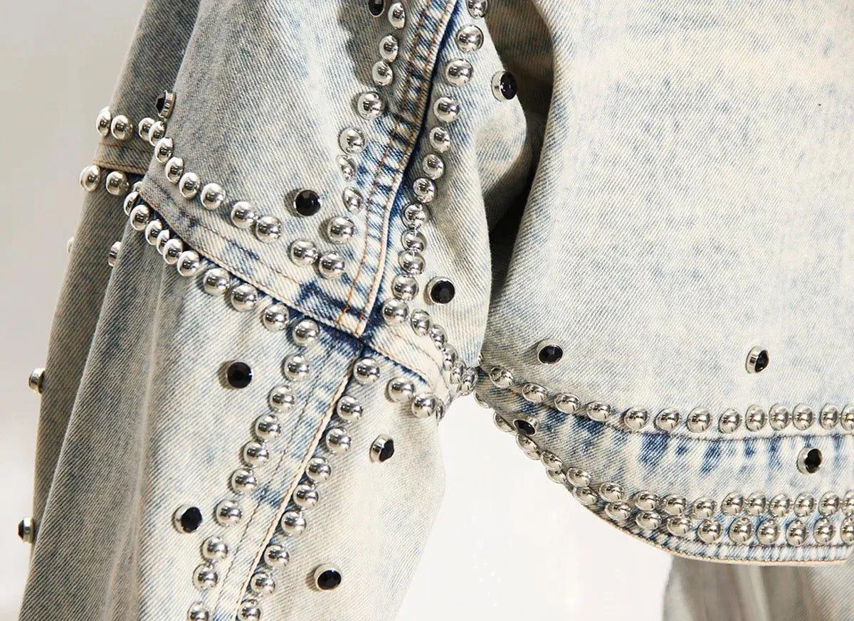Show Off Studded Crop Denim Jacket
