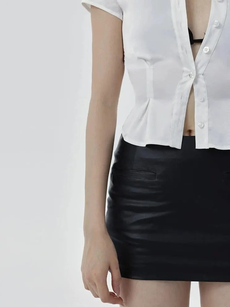 Skinny Pencil Faux Leather Mini Skirt
