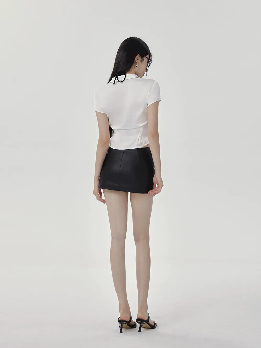 Skinny Pencil Faux Leather Mini Skirt