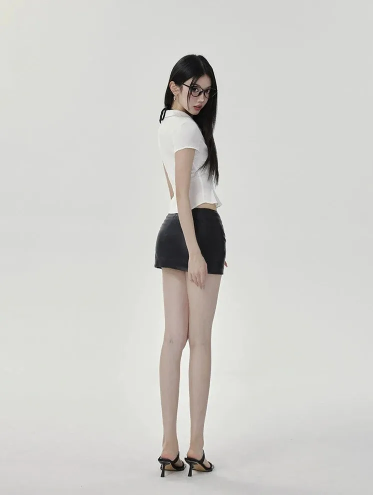 Skinny Pencil Faux Leather Mini Skirt