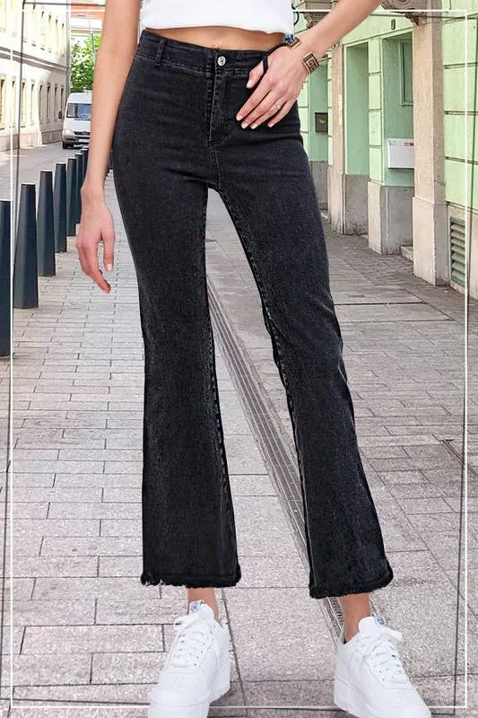 Soft Washed Stretchy High Waisted Flare Pants